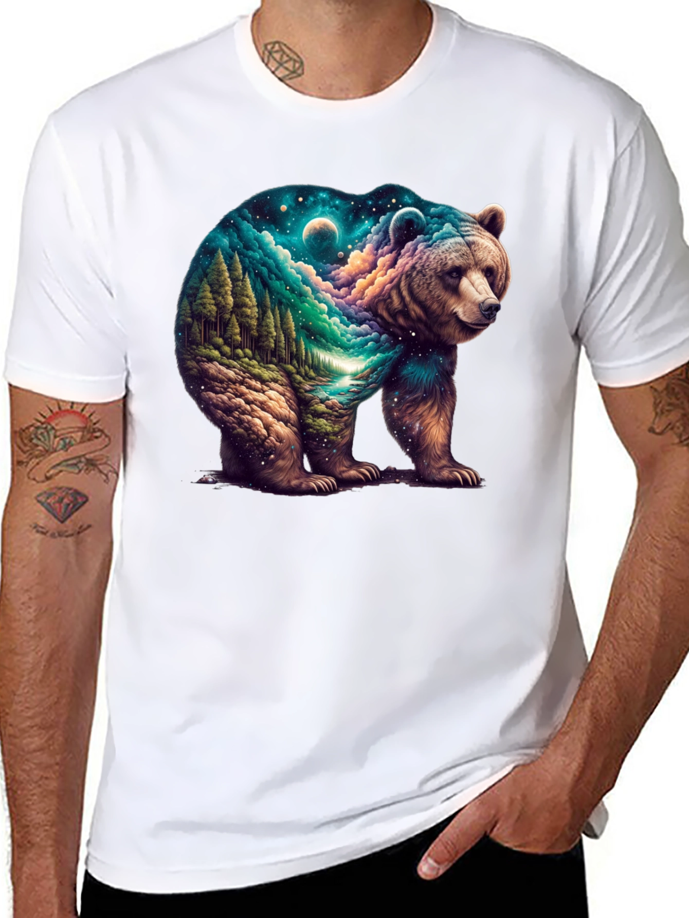 Nature Bear Graphic T-Shirt - Mens Black Tee
