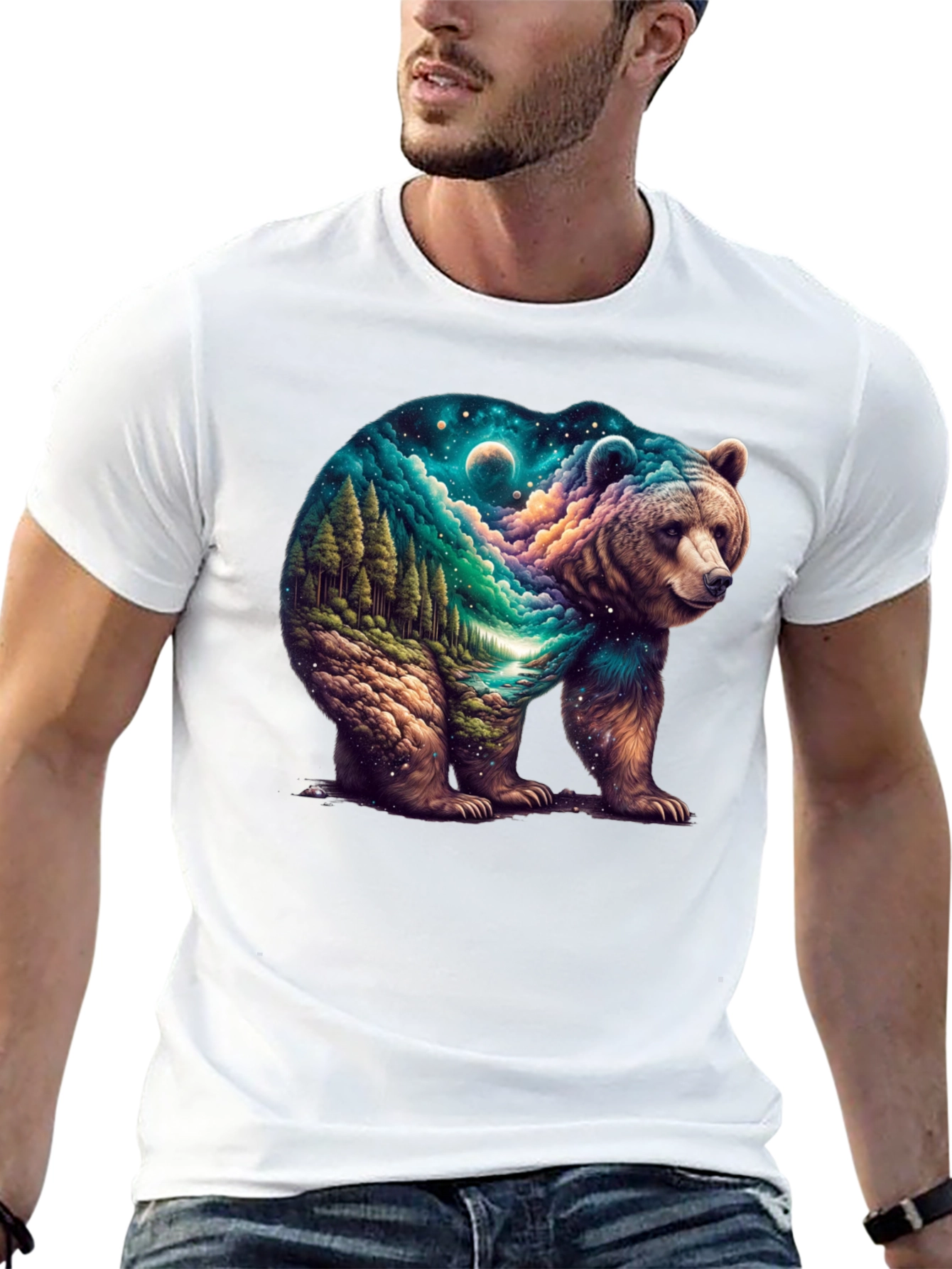Nature Bear Graphic T-Shirt - Mens Black Tee