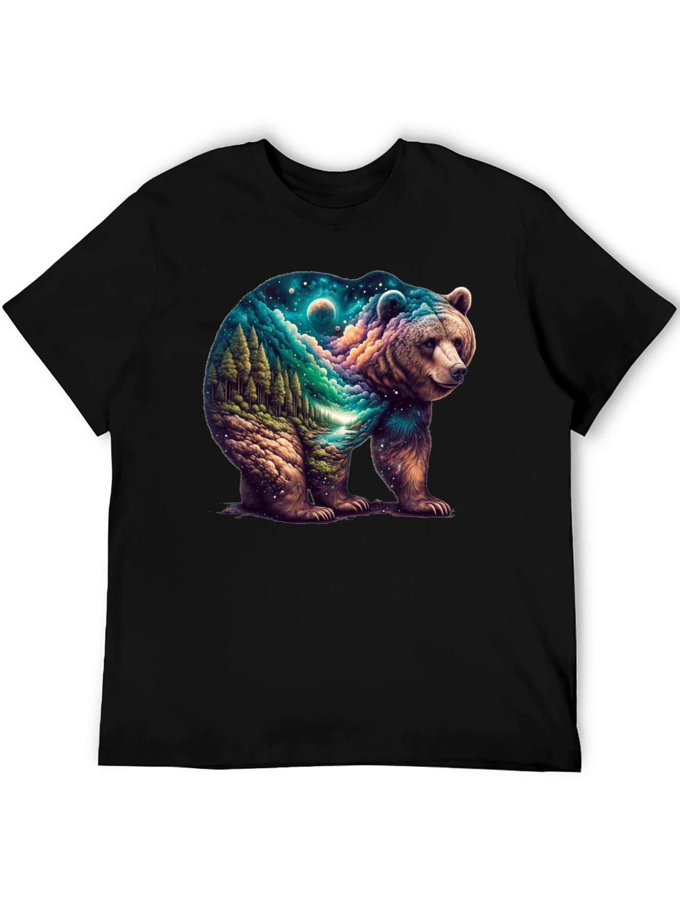 Nature Bear Graphic T-Shirt - Mens Black Tee
