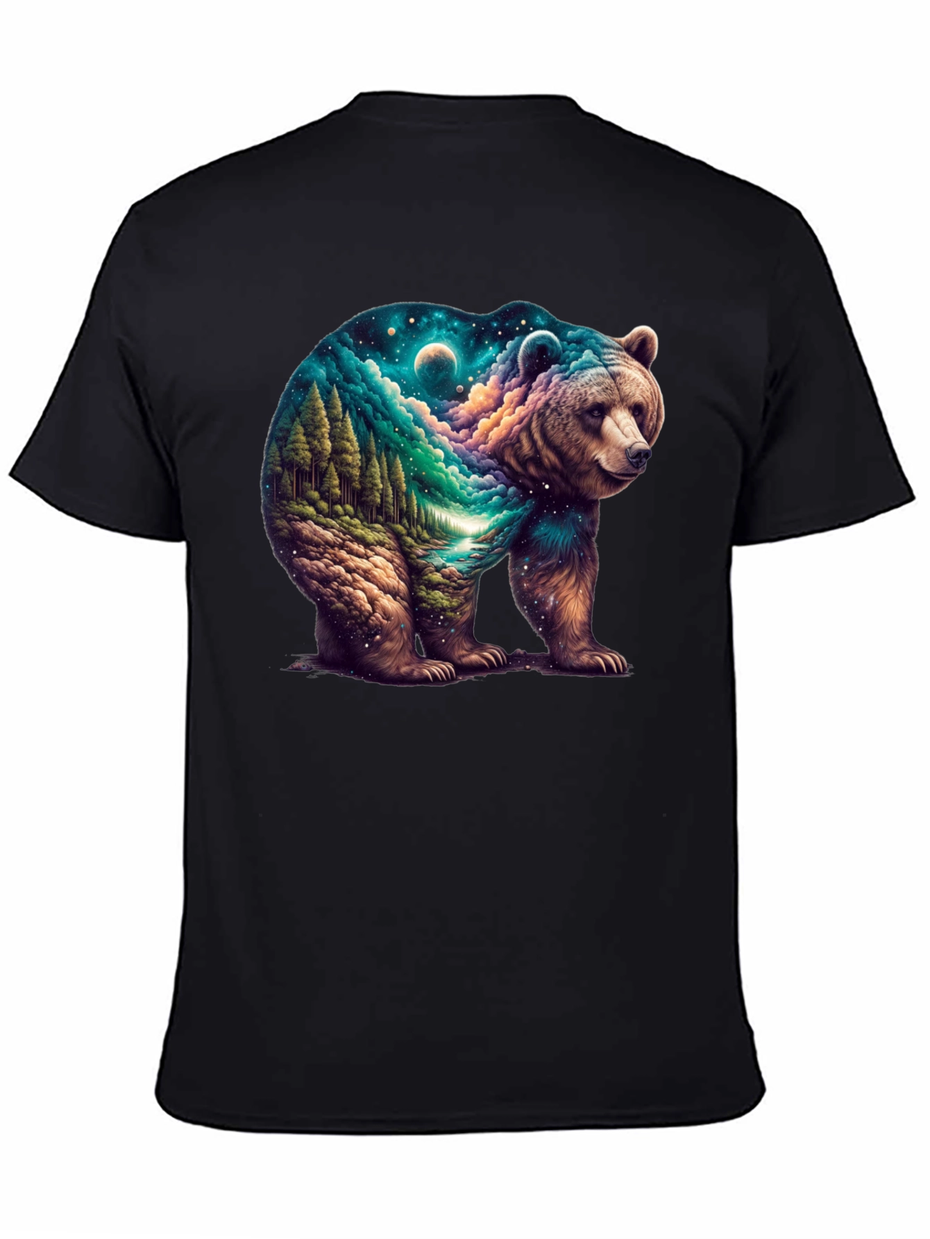 Nature Bear Graphic T-Shirt - Mens Black Tee
