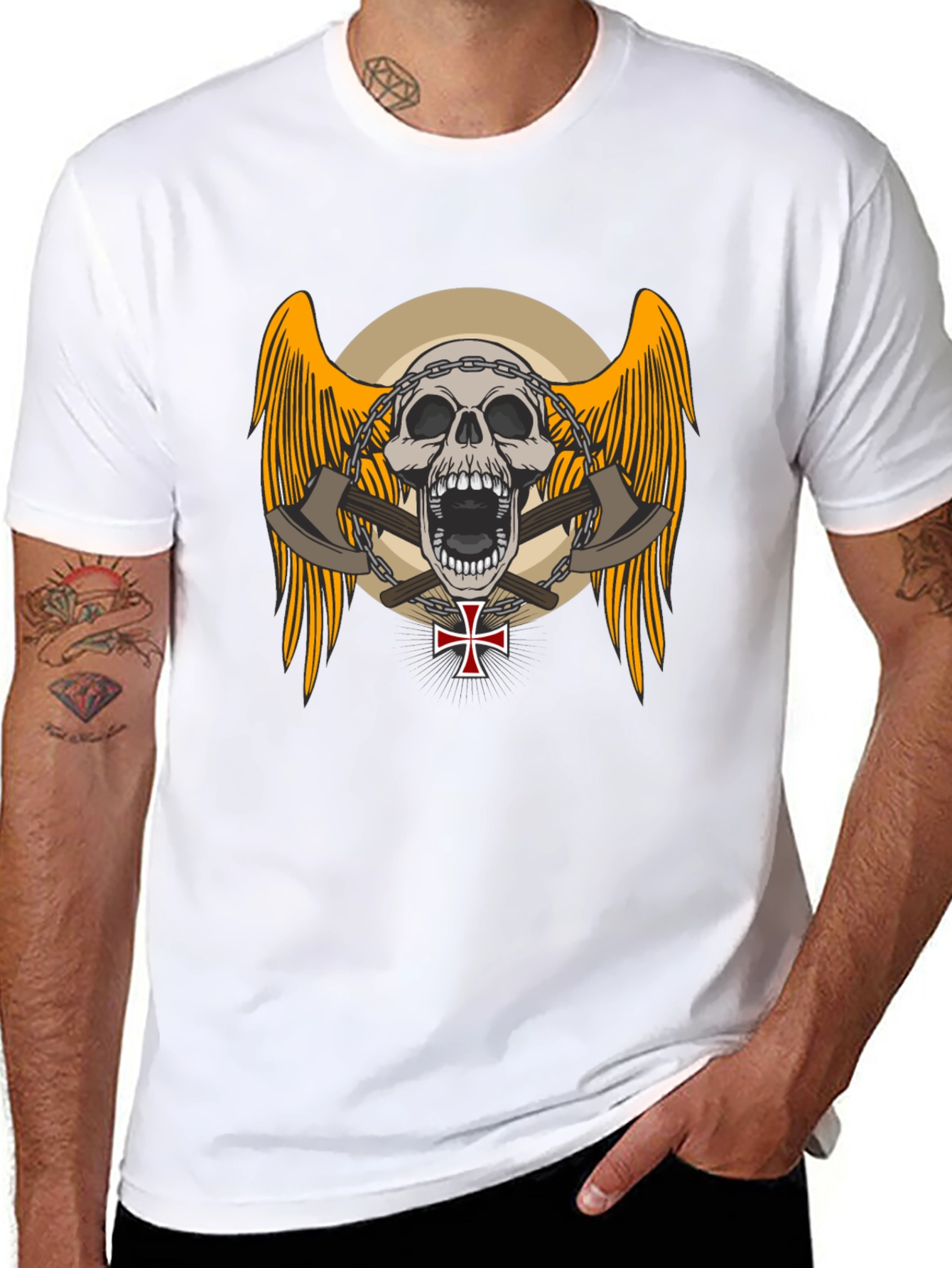 Skull & Axe Graphic Tee - Edgy Design