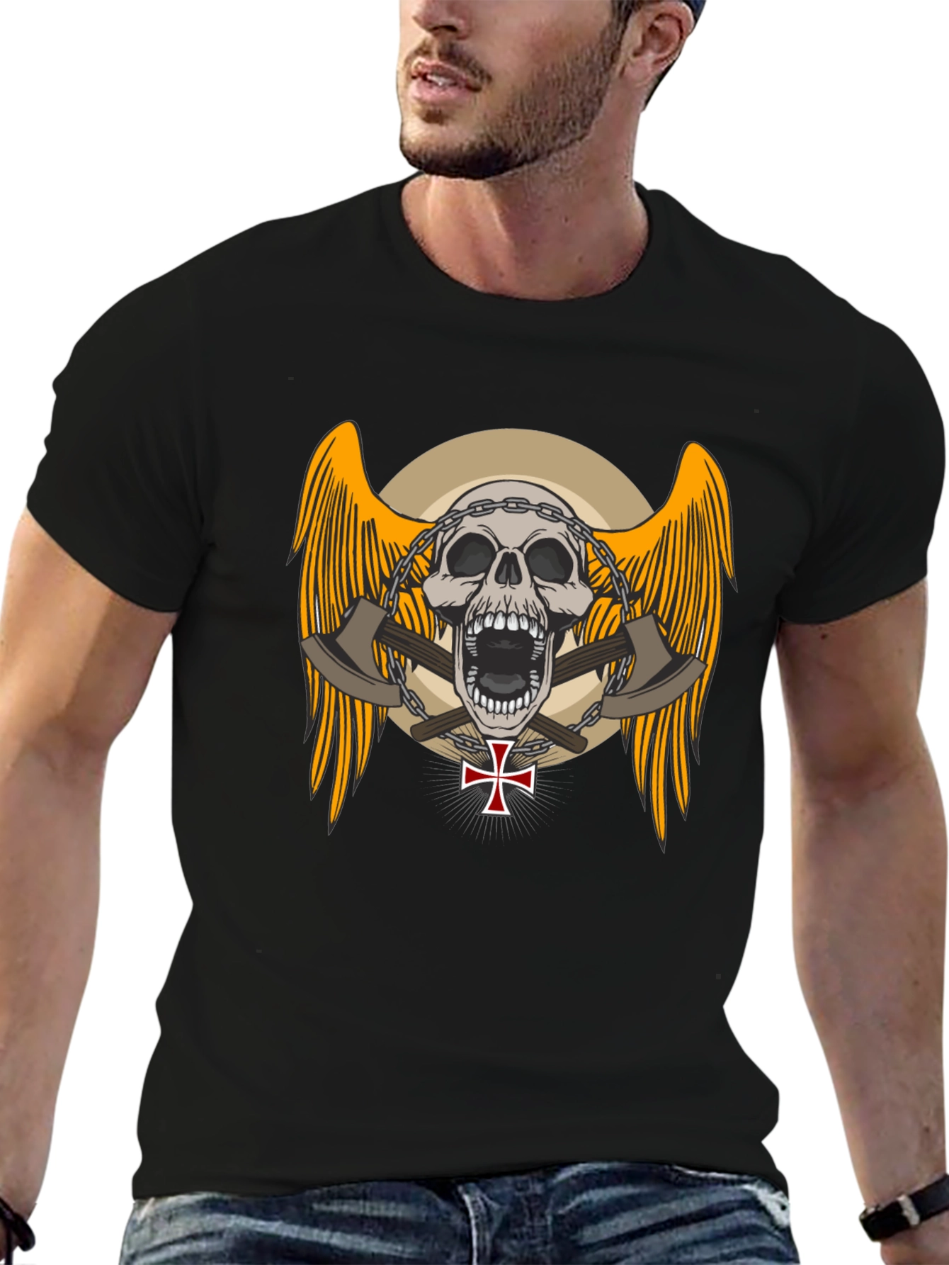 Skull & Axe Graphic Tee - Edgy Design