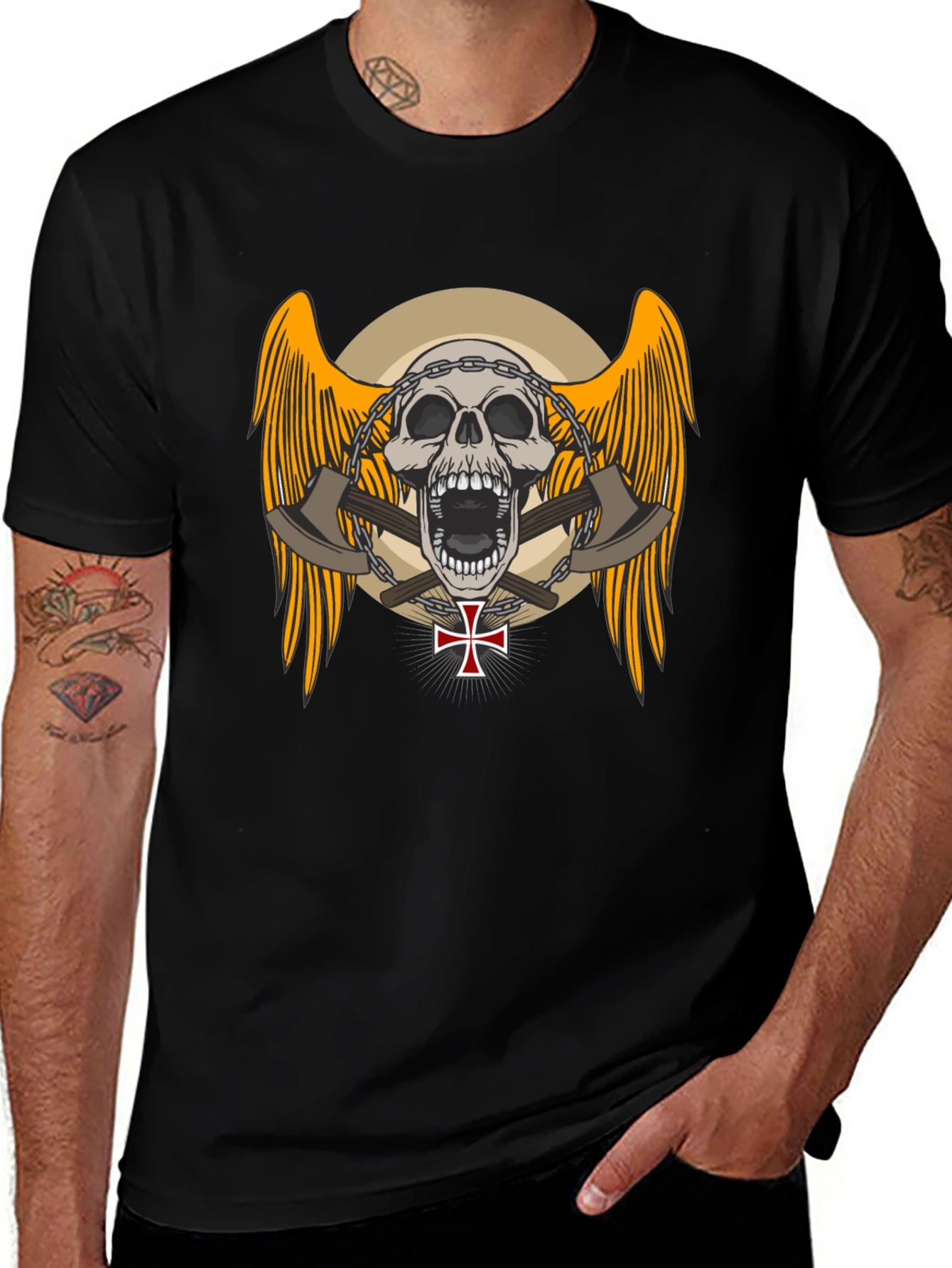 Skull & Axe Graphic Tee - Edgy Design