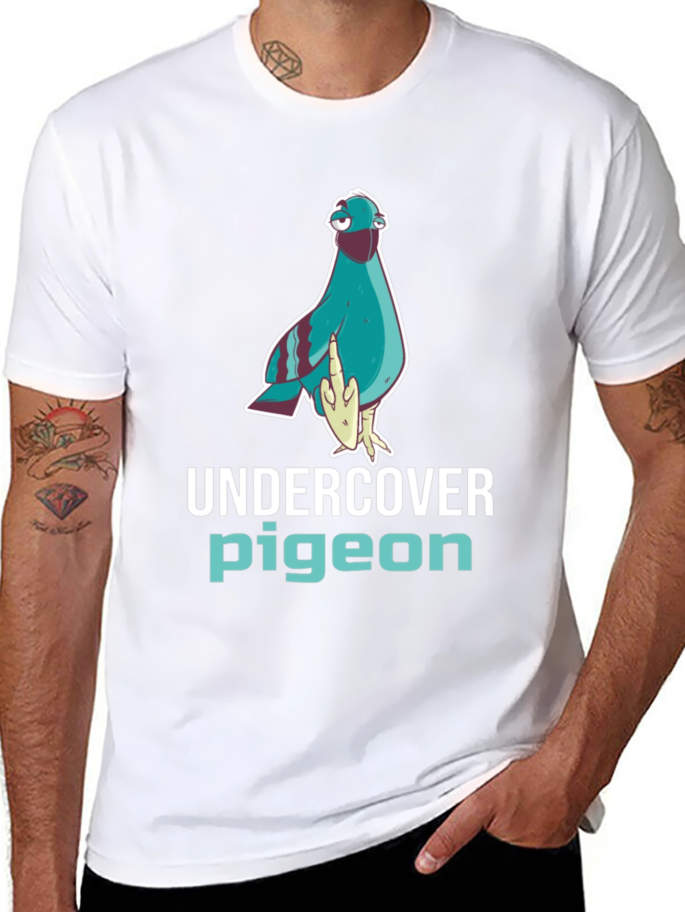 Undercover Pigeon Graphic Tee - Funny Bird T-Shirt