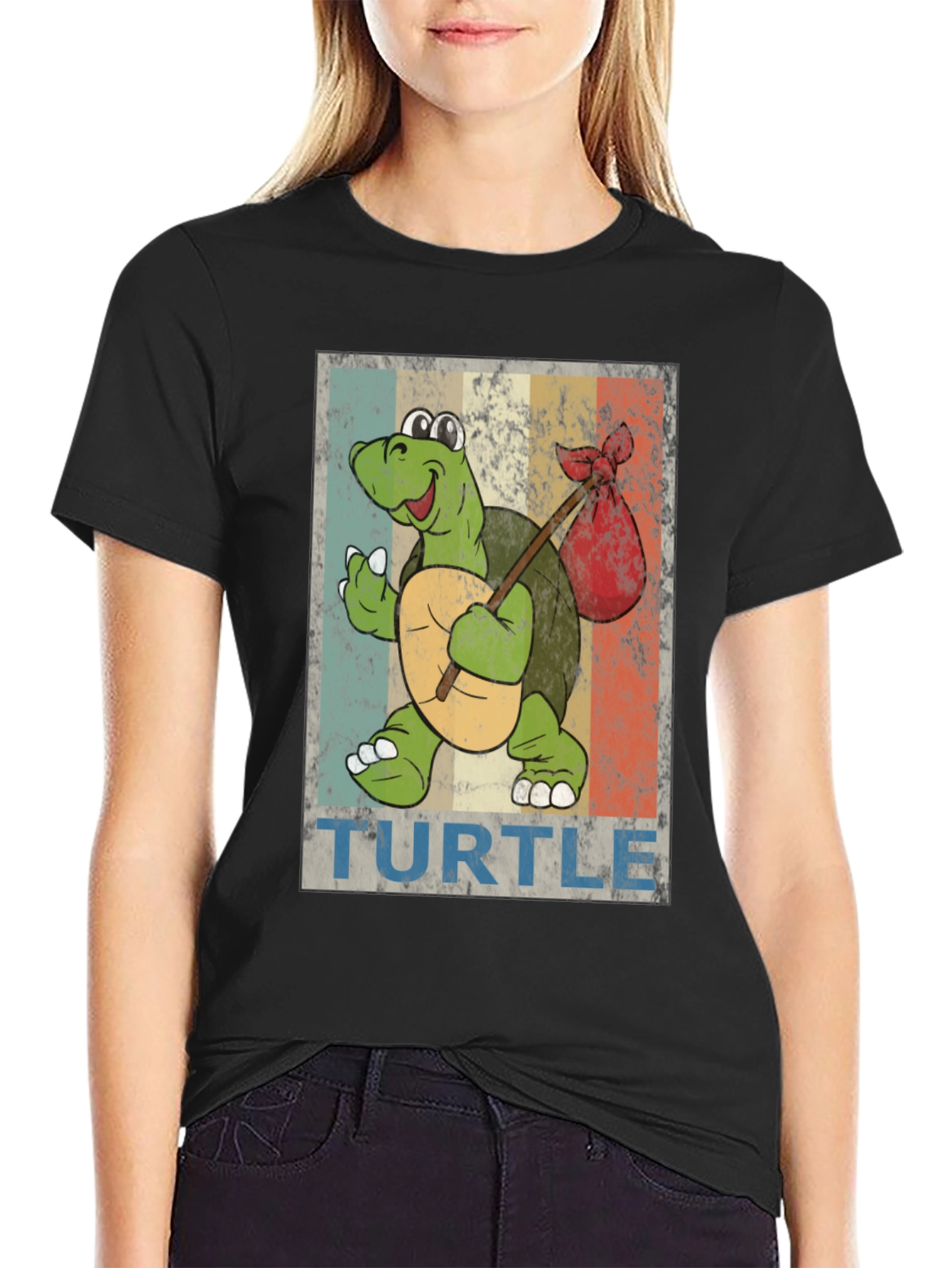 Retro Turtle Traveler Graphic T-Shirt