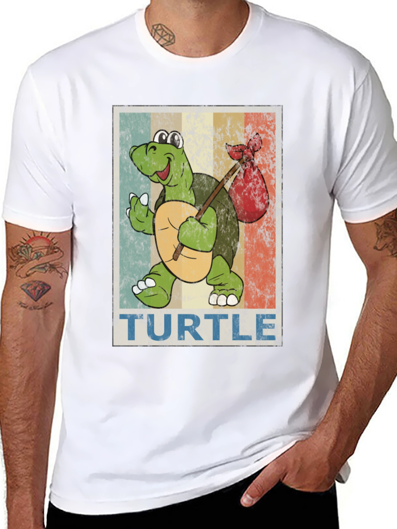 Retro Turtle Traveler Graphic T-Shirt