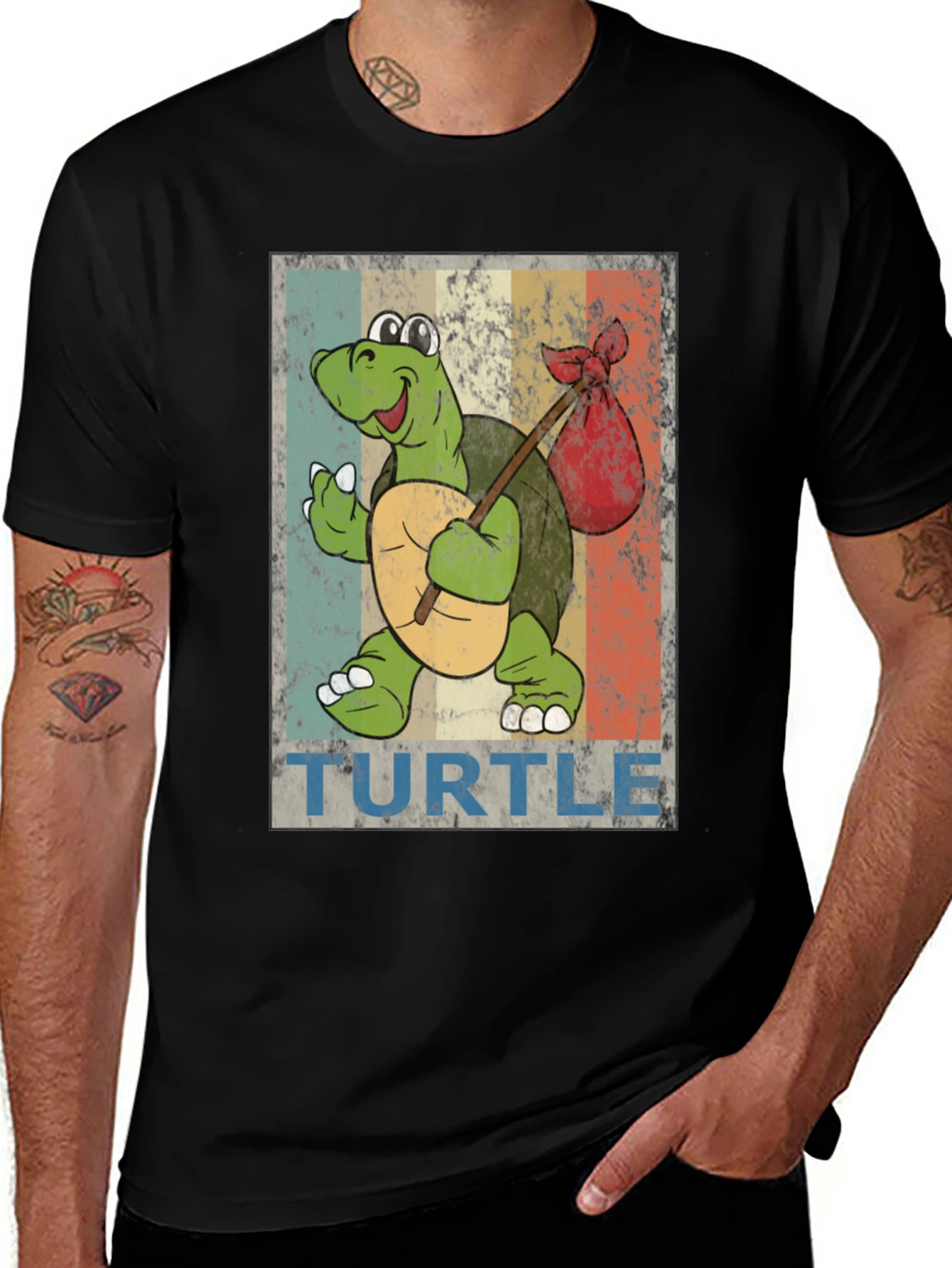 Retro Turtle Traveler Graphic T-Shirt