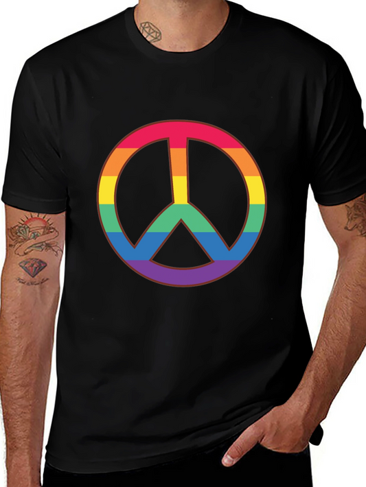 Rainbow Peace Sign Black T-Shirt