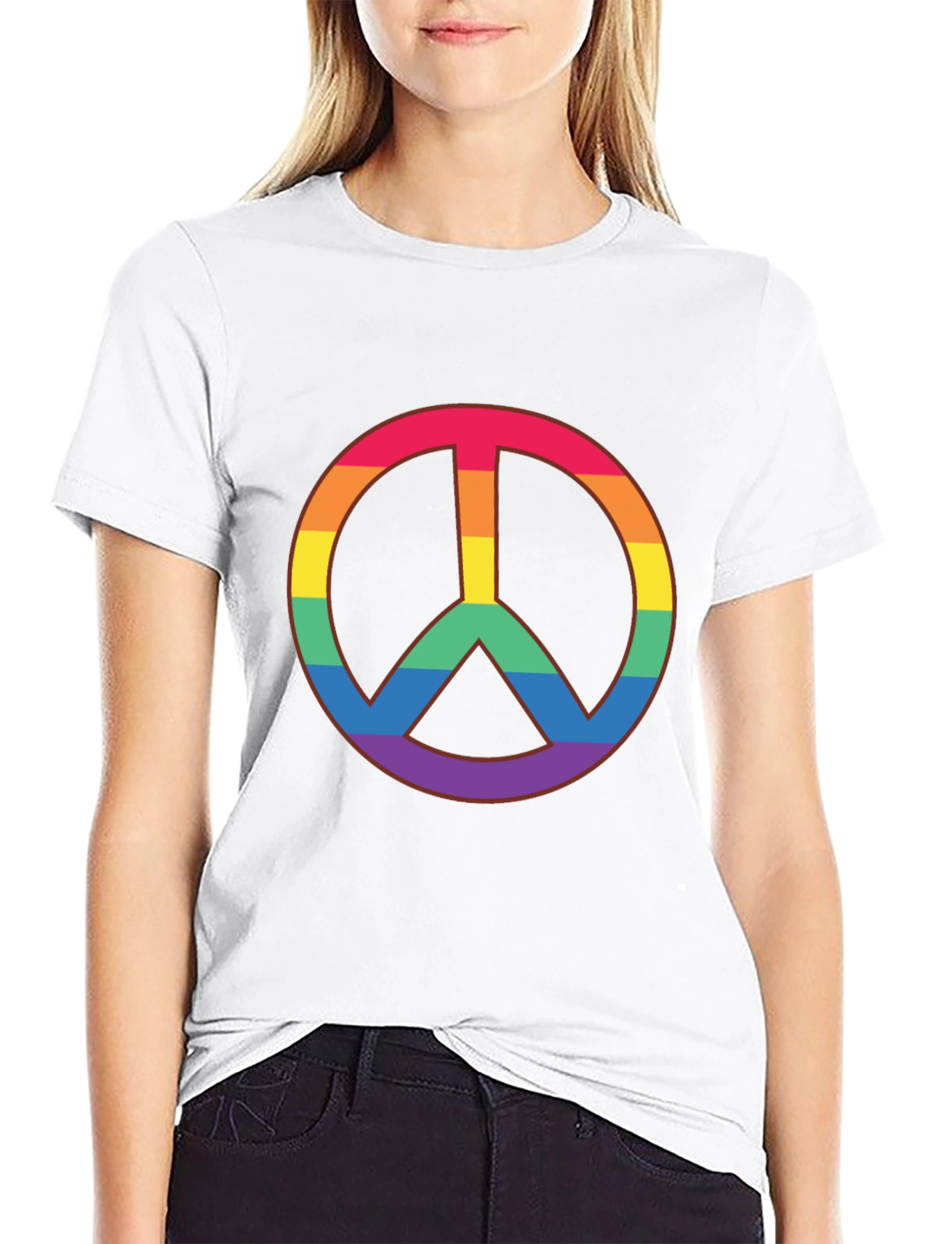 Rainbow Peace Sign Black T-Shirt