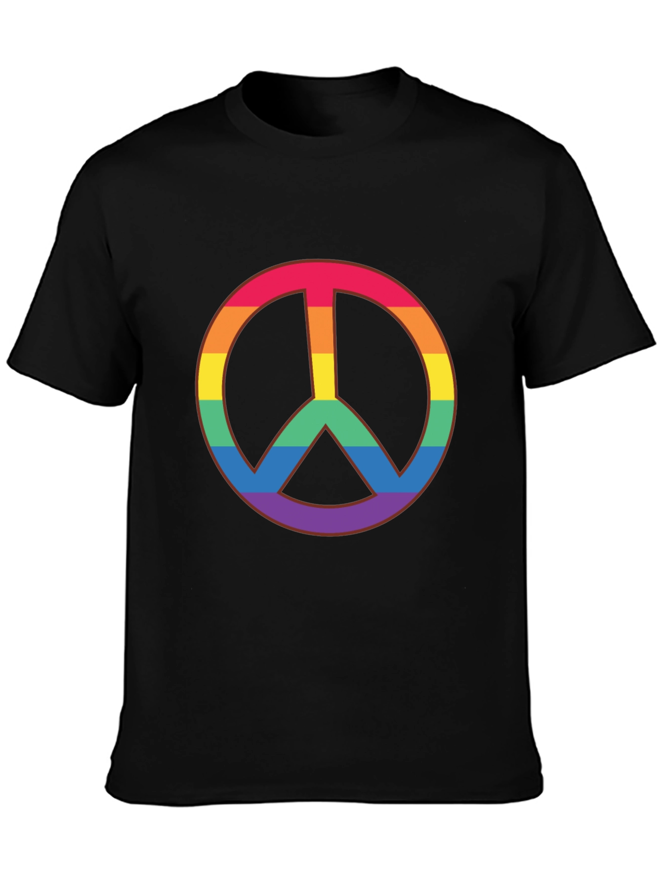 Rainbow Peace Sign Black T-Shirt