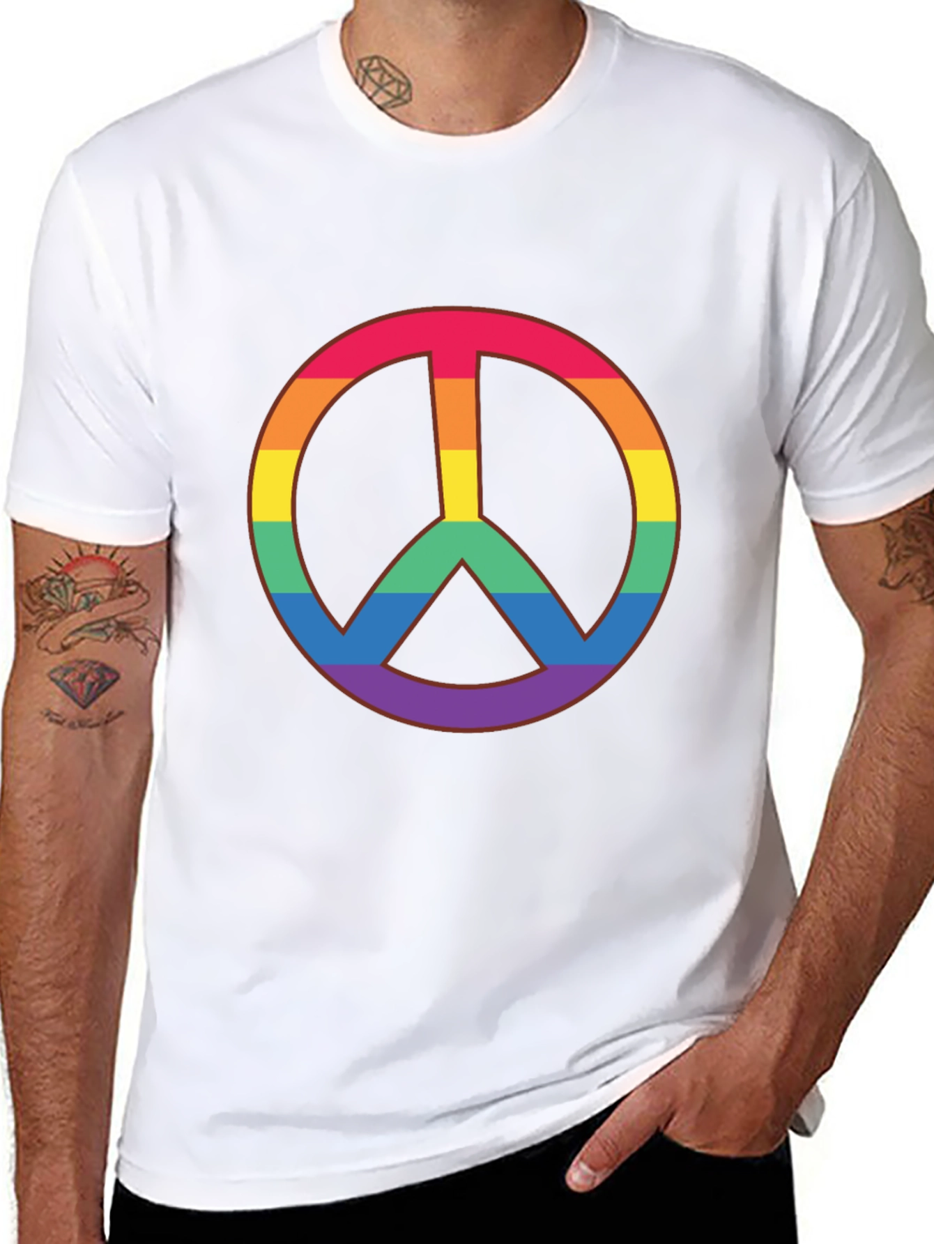 Rainbow Peace Sign Black T-Shirt