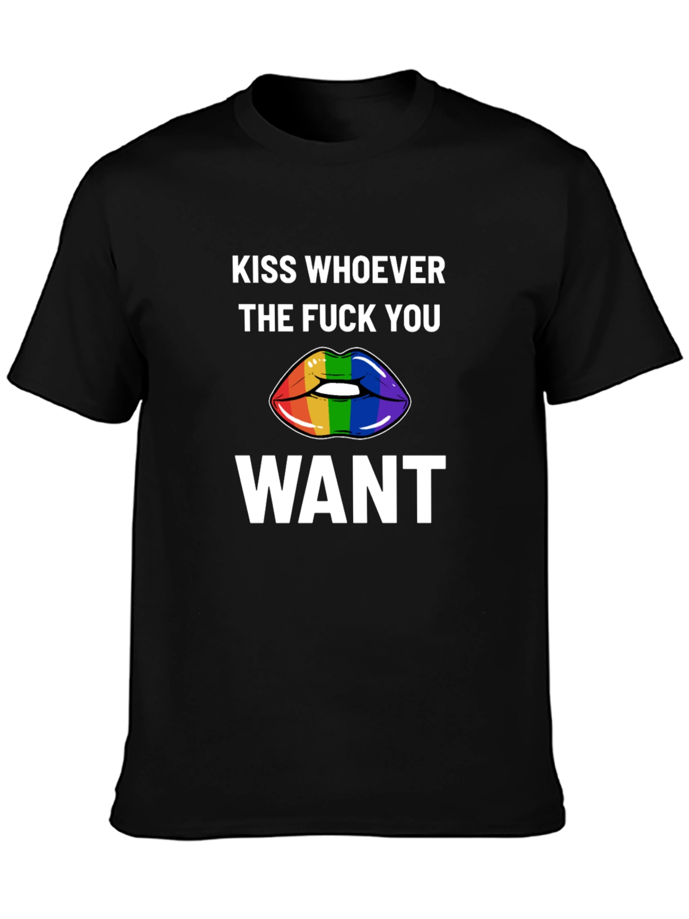 Kiss Whoever You Want Rainbow Lips Graphic Tee