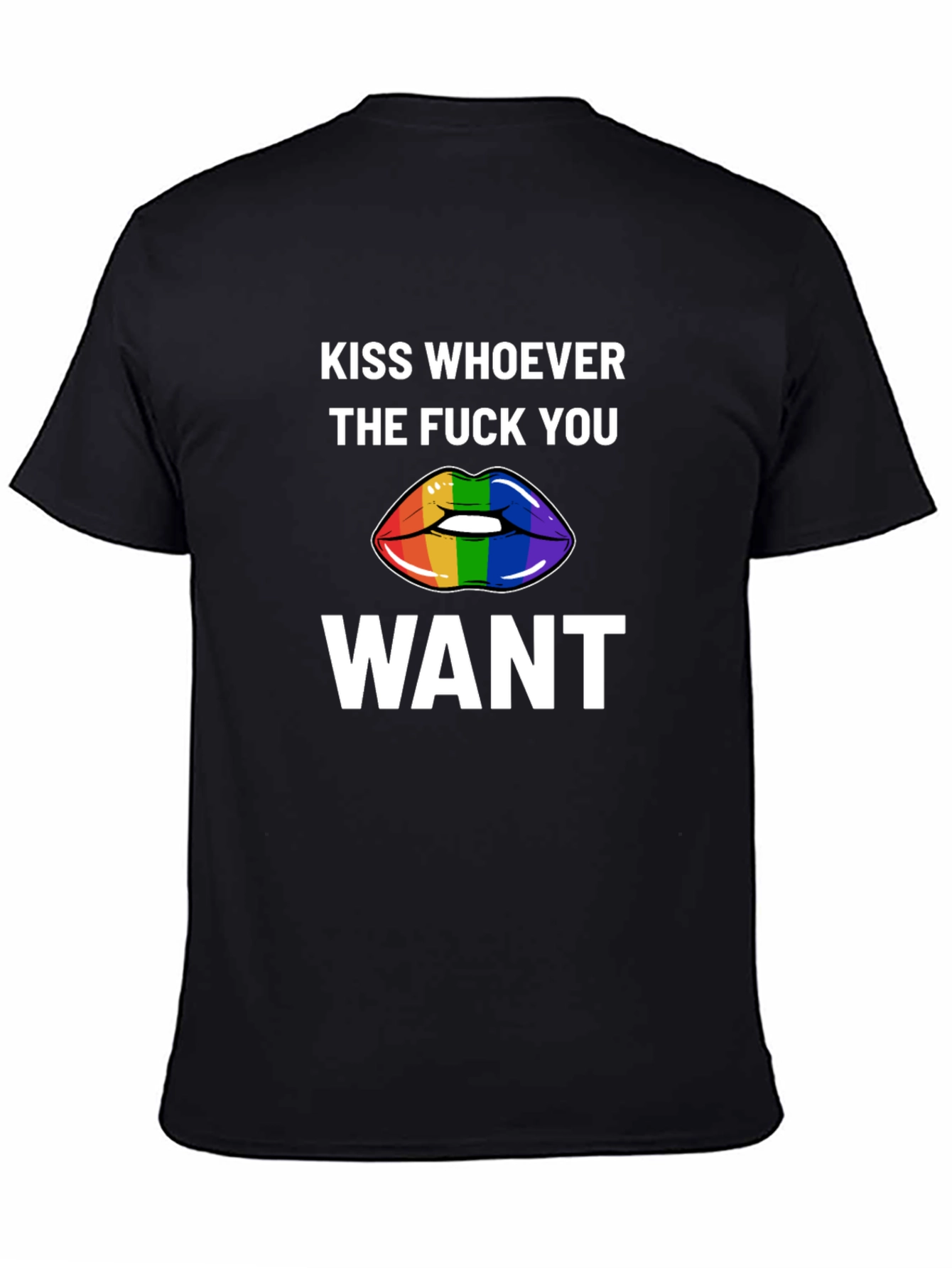 Kiss Whoever You Want Rainbow Lips Graphic Tee