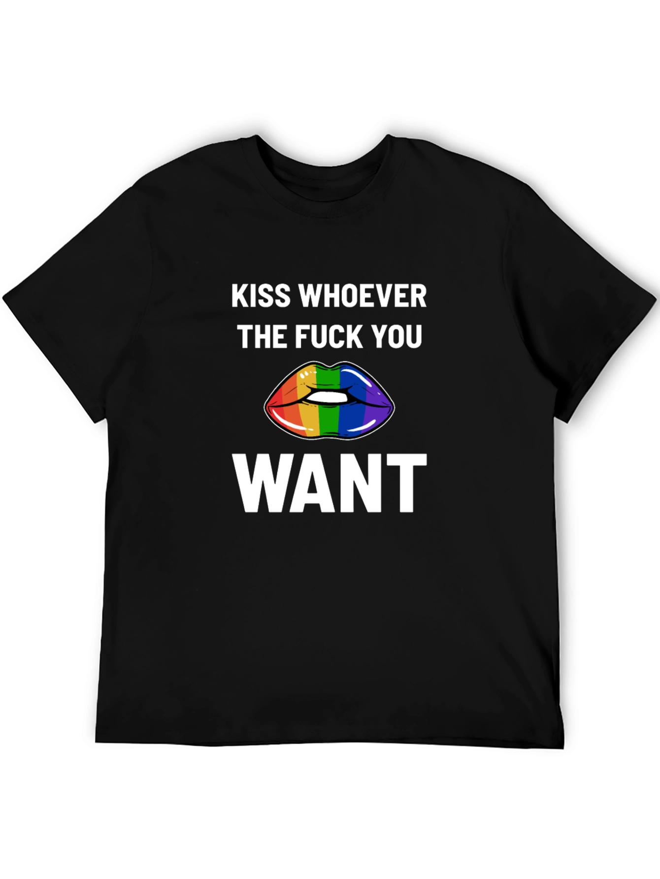 Kiss Whoever You Want Rainbow Lips Graphic Tee