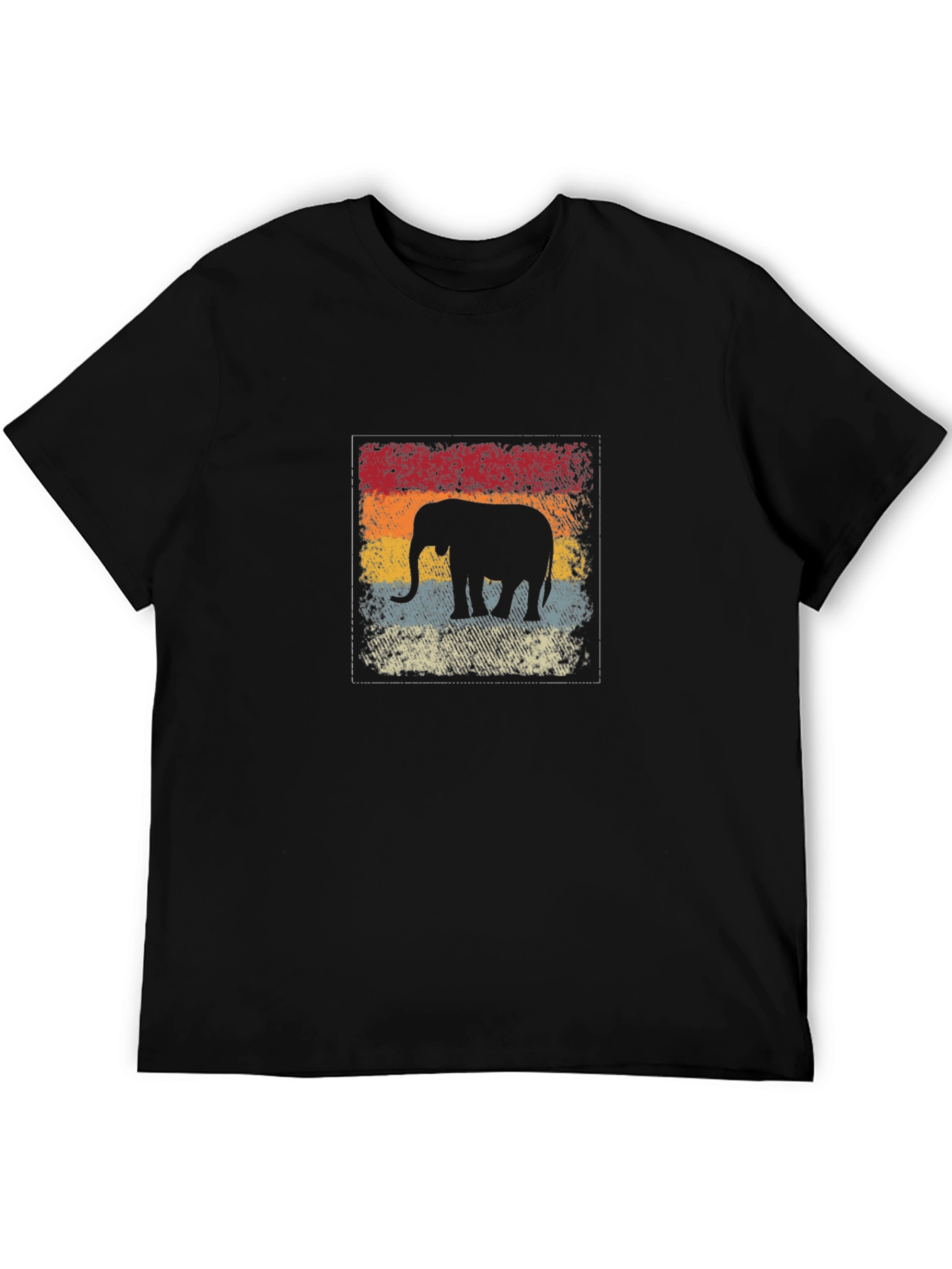 Retro Elephant Graphic Tee - Black Cotton Comfort