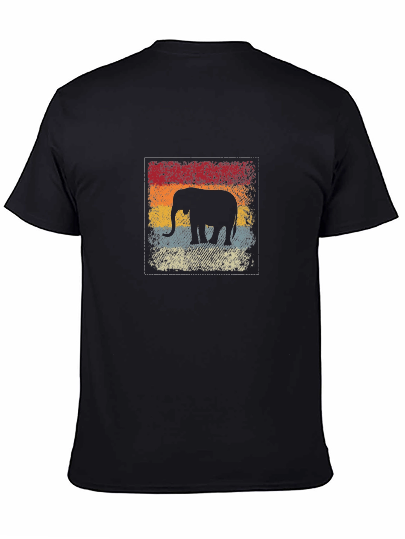 Retro Elephant Graphic Tee - Black Cotton Comfort