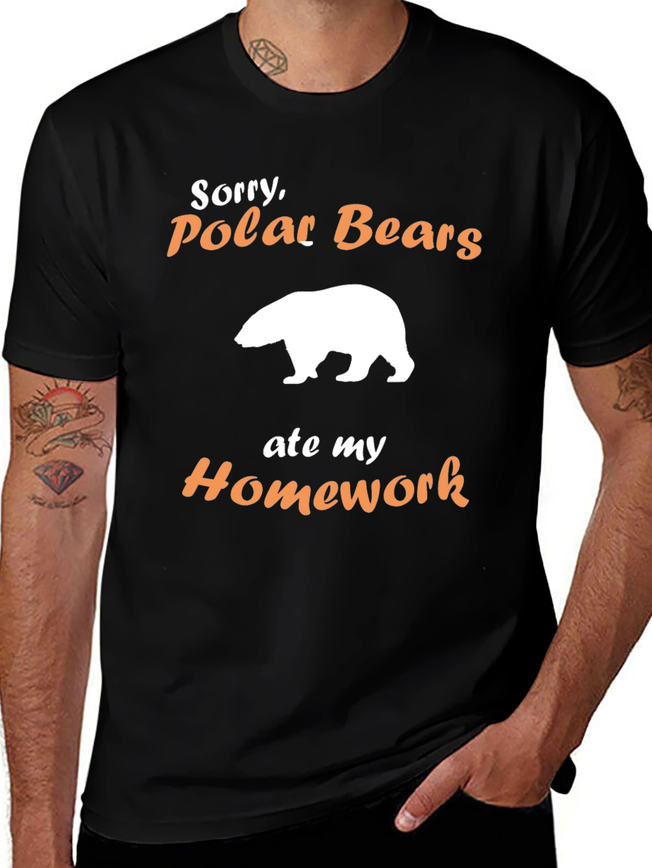 Funny Polar Bear Homework T-Shirt