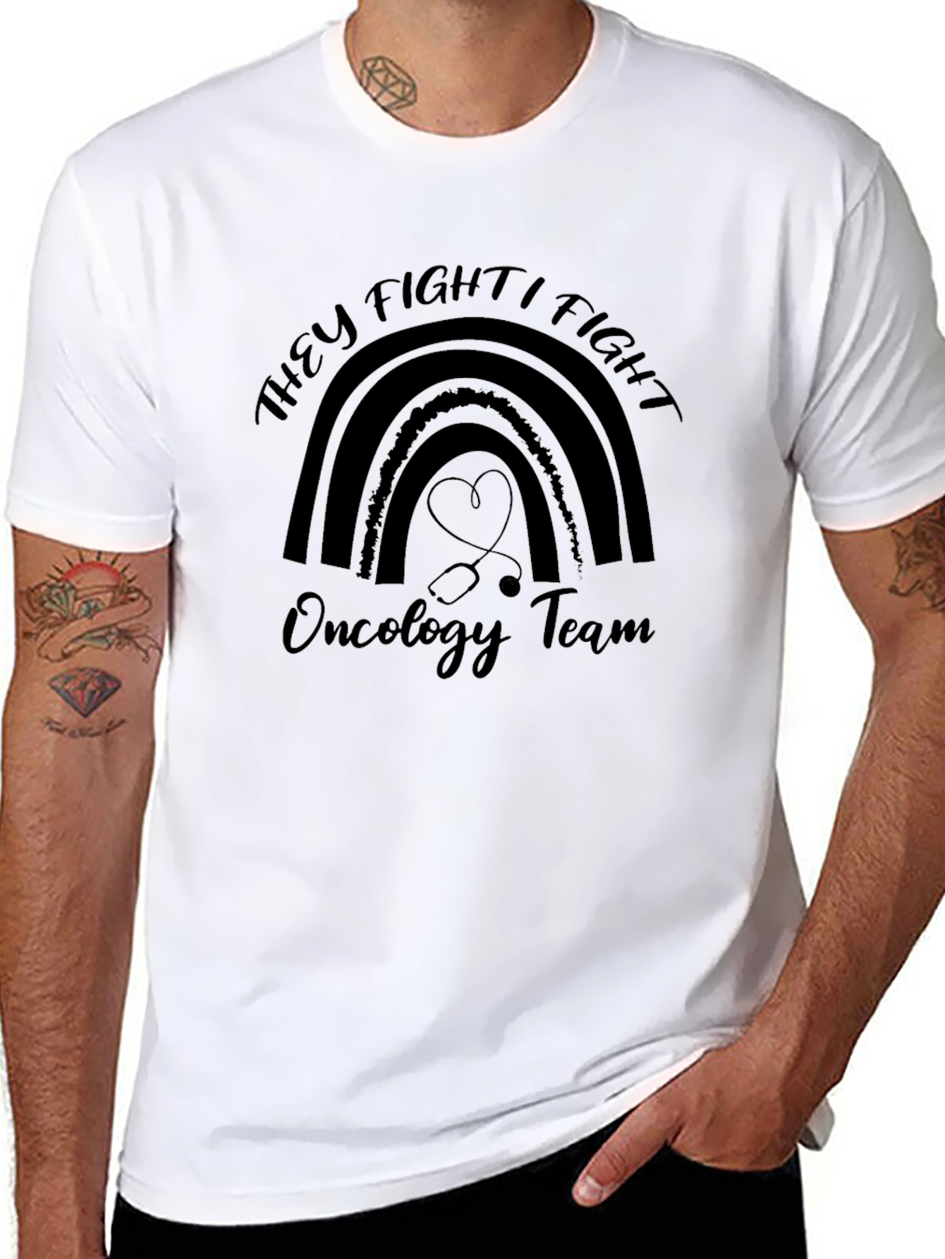 Oncology Team Rainbow Graphic T-Shirt