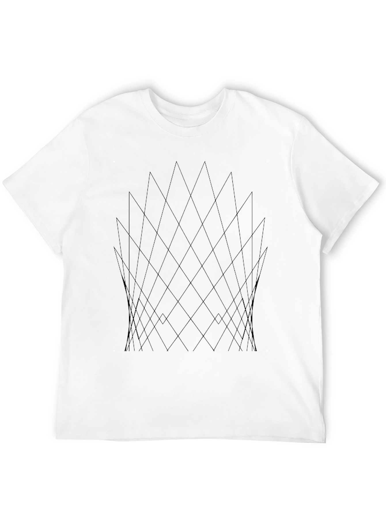 Geometric Line Pattern Black T-Shirt