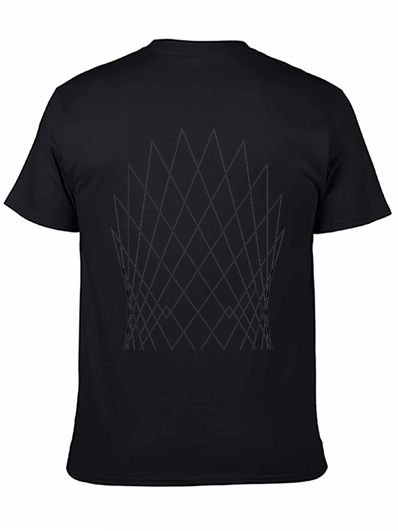 Geometric Line Pattern Black T-Shirt