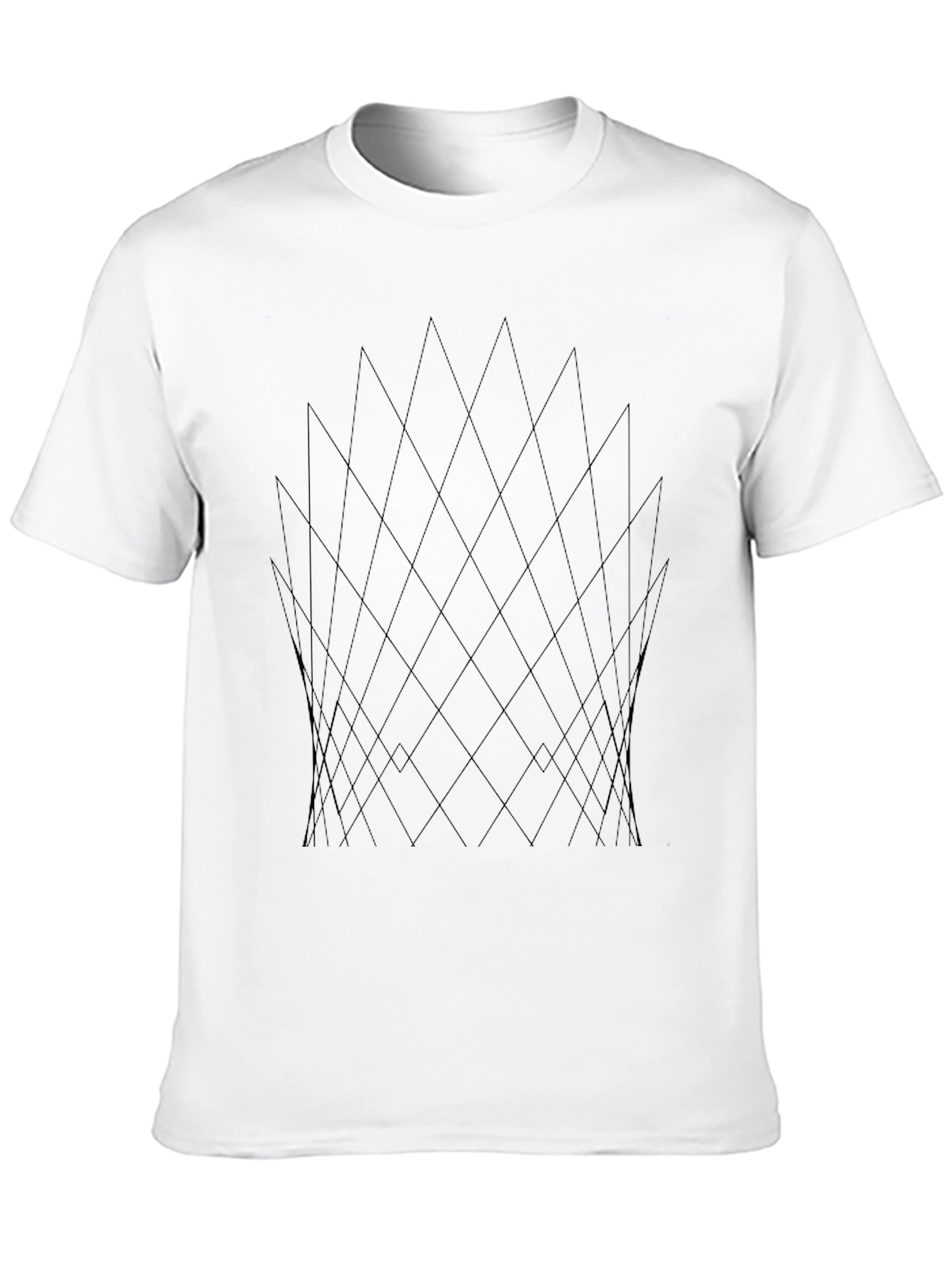 Geometric Line Pattern Black T-Shirt