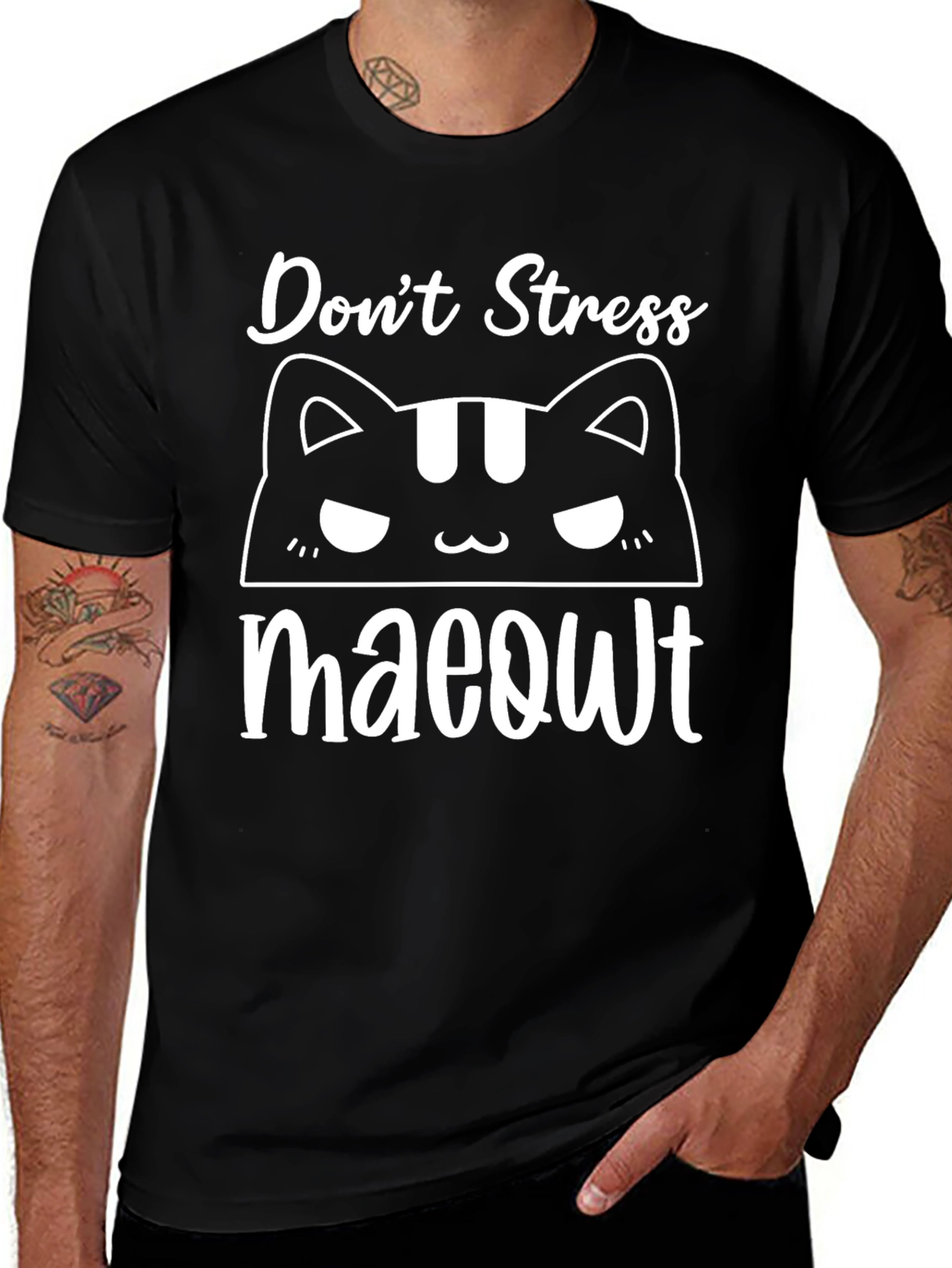 Dont Stress Meowt Black Graphic T-Shirt