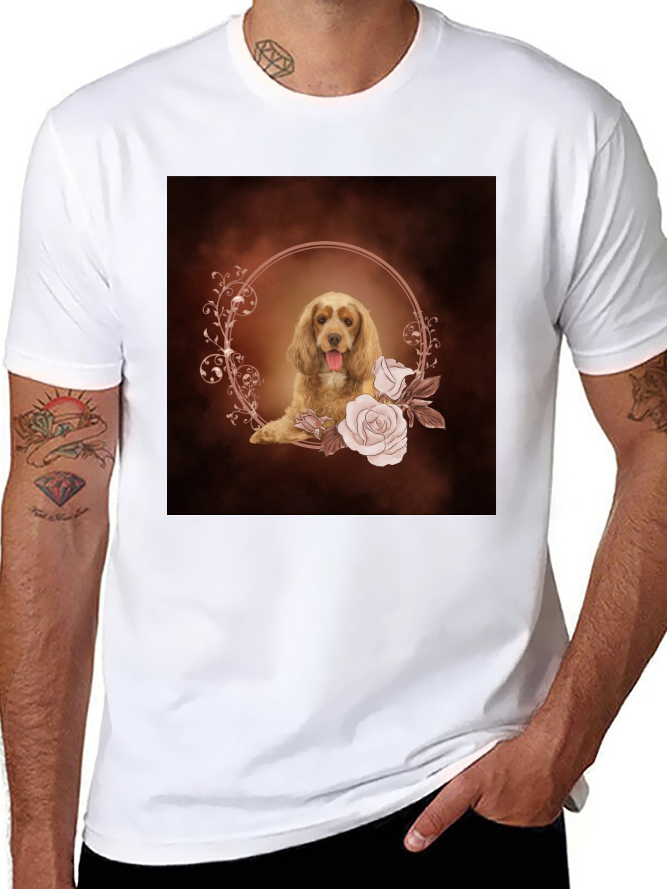 Dog & Floral Wreath Graphic Tee