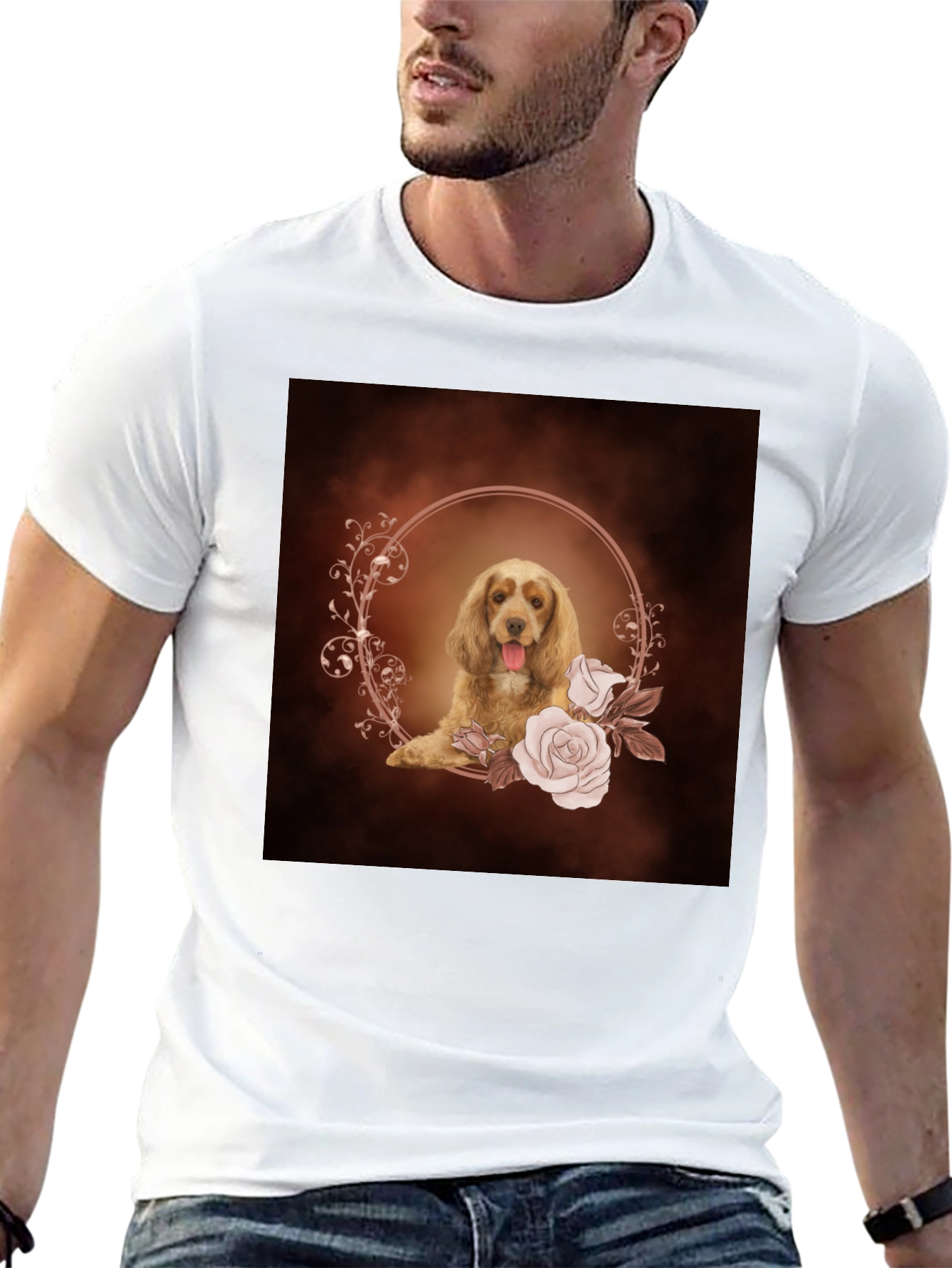 Dog & Floral Wreath Graphic Tee