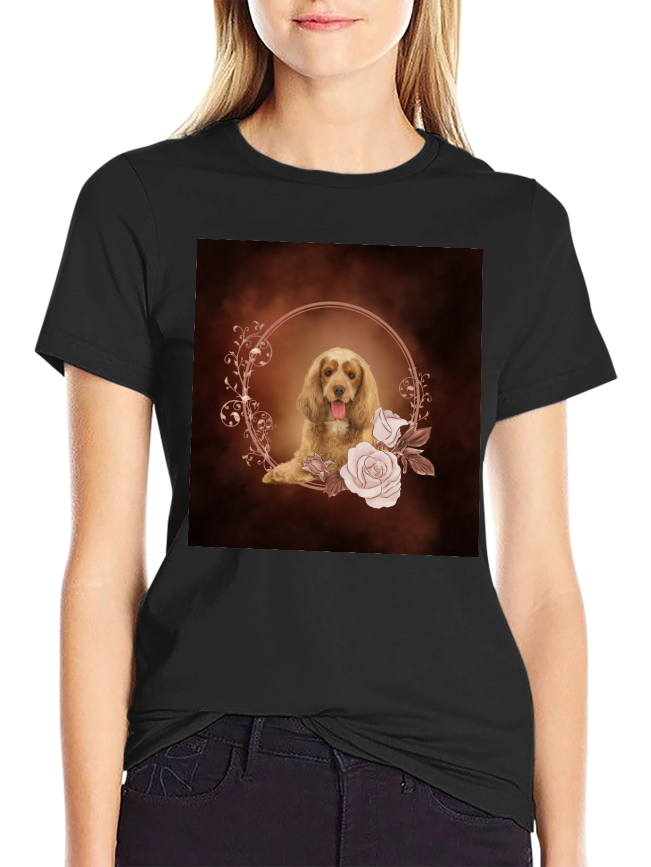 Dog & Floral Wreath Graphic Tee