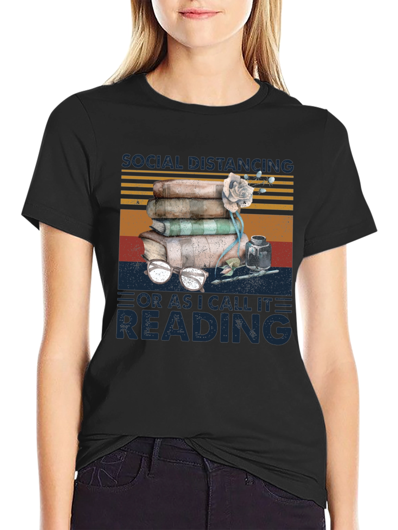 Social Distancing Reading T-Shirt for Book Lovers