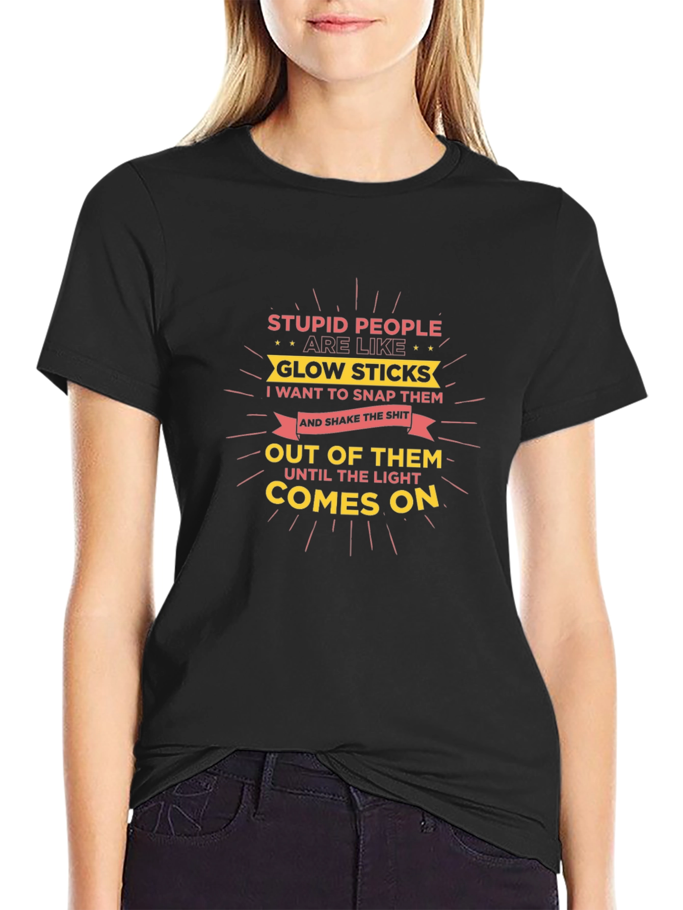 Stupid People Glow Stick Humor T-Shirt