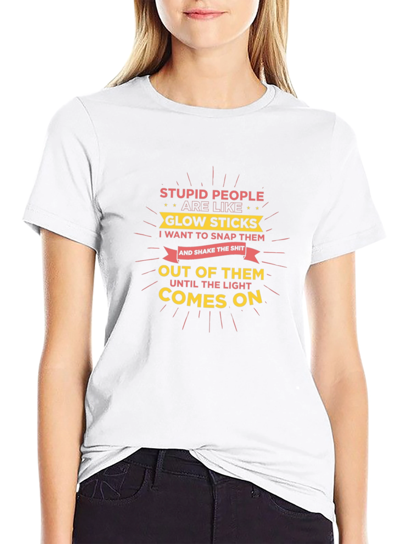 Stupid People Glow Stick Humor T-Shirt
