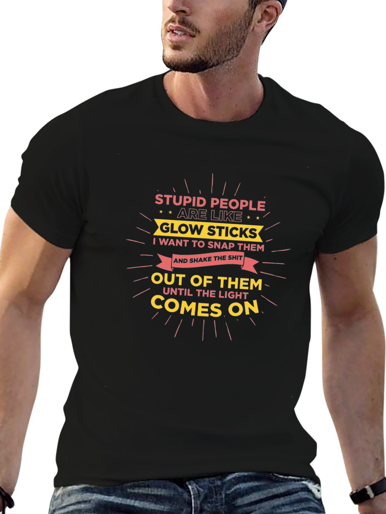 Stupid People Glow Stick Humor T-Shirt