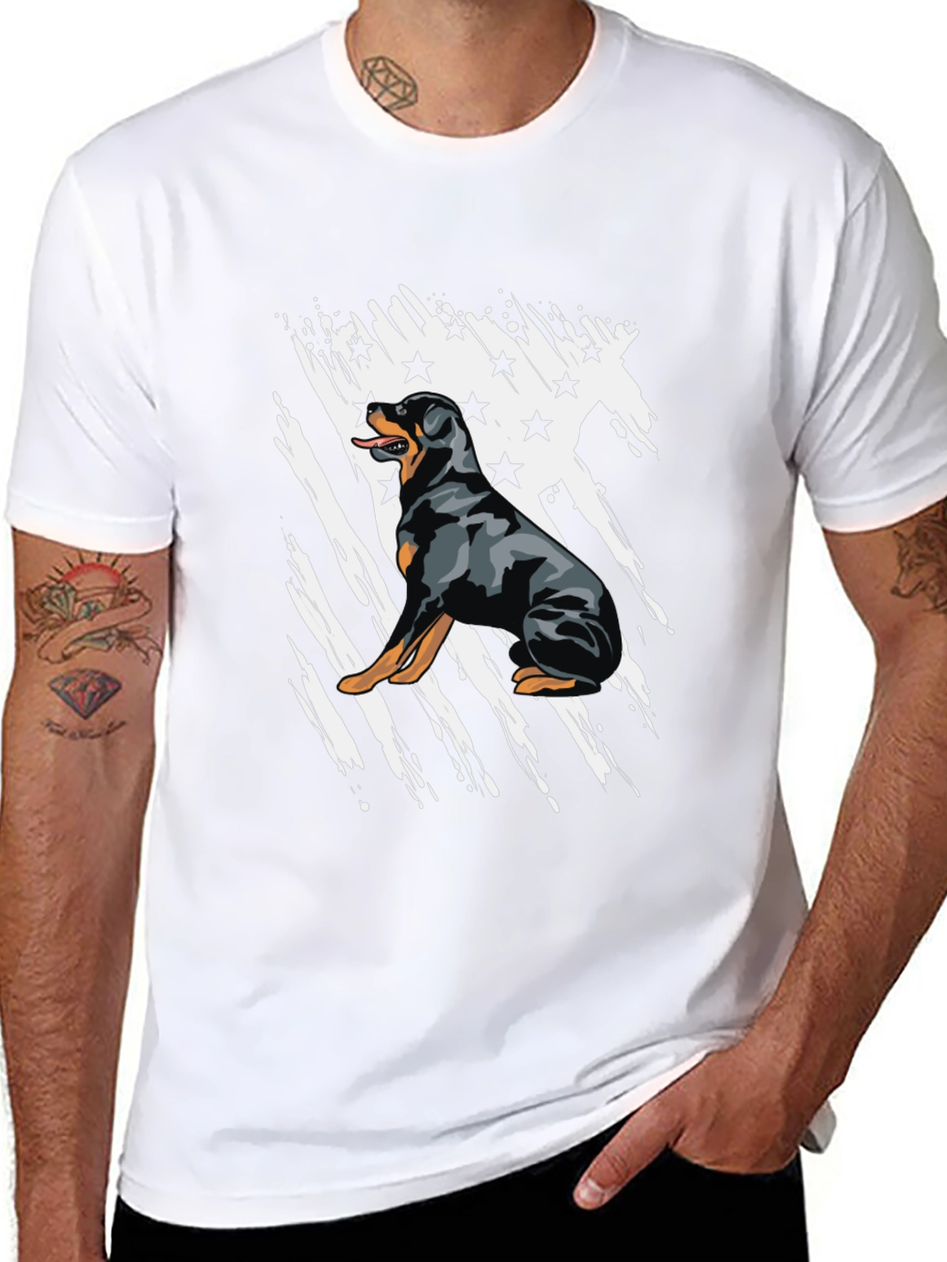 Rottweiler Flag Graphic T-Shirt | Patriotic Dog Tee