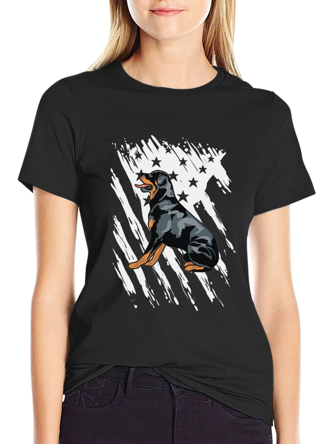 Rottweiler Flag Graphic T-Shirt | Patriotic Dog Tee