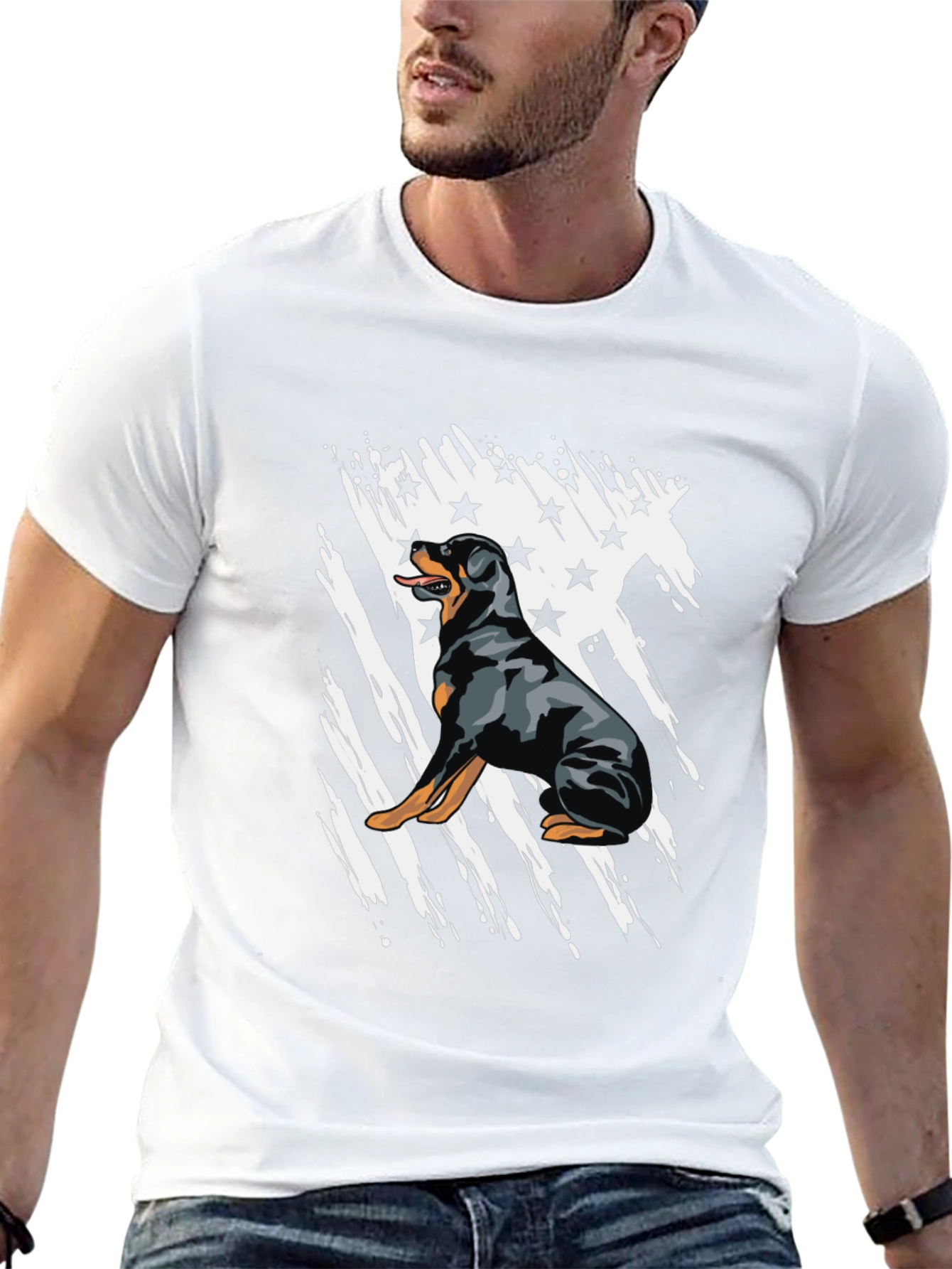 Rottweiler Flag Graphic T-Shirt | Patriotic Dog Tee