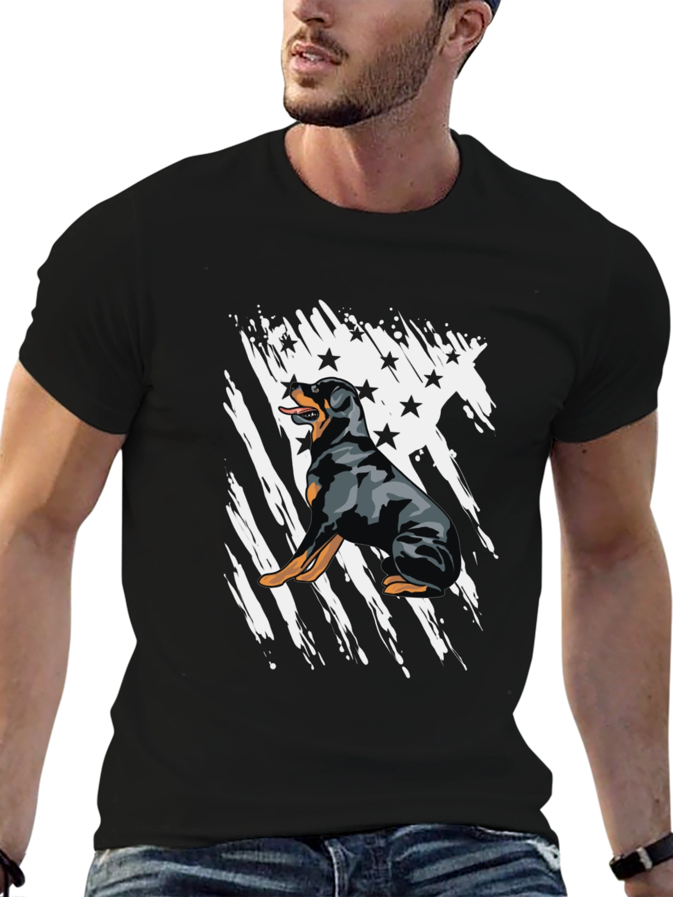 Rottweiler Flag Graphic T-Shirt | Patriotic Dog Tee