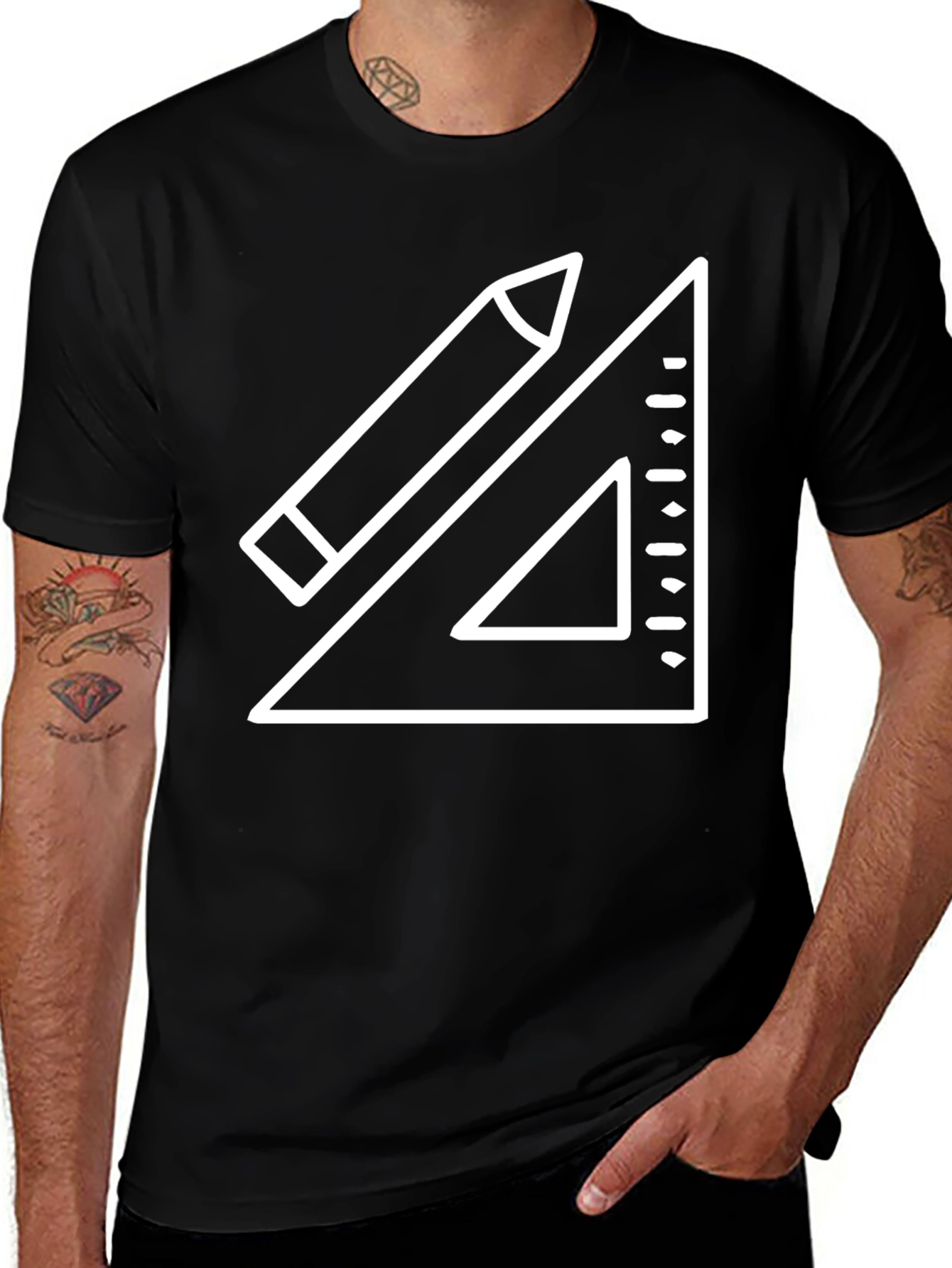 Architect T-Shirt - Drafting Pencil & Triangle Ruler Tee
