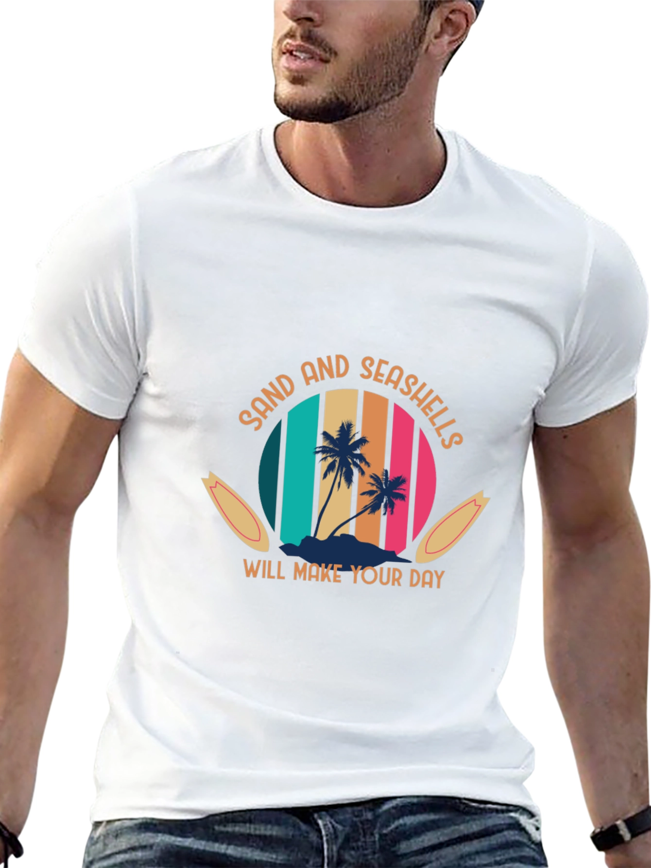 Sand & Seashells Black Graphic T-Shirt