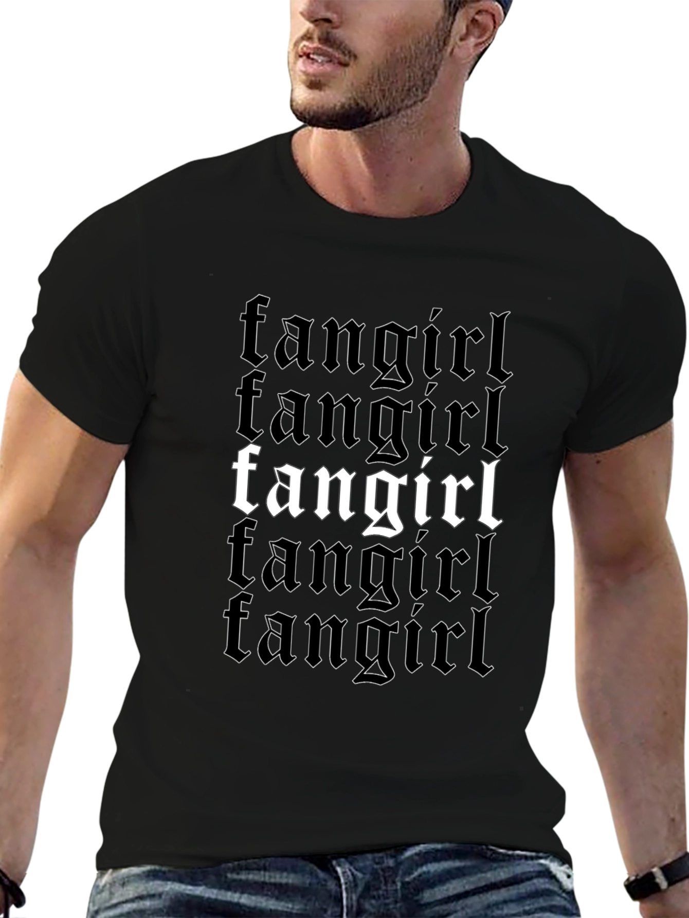 Fangirl Graphic Print Black T-Shirt