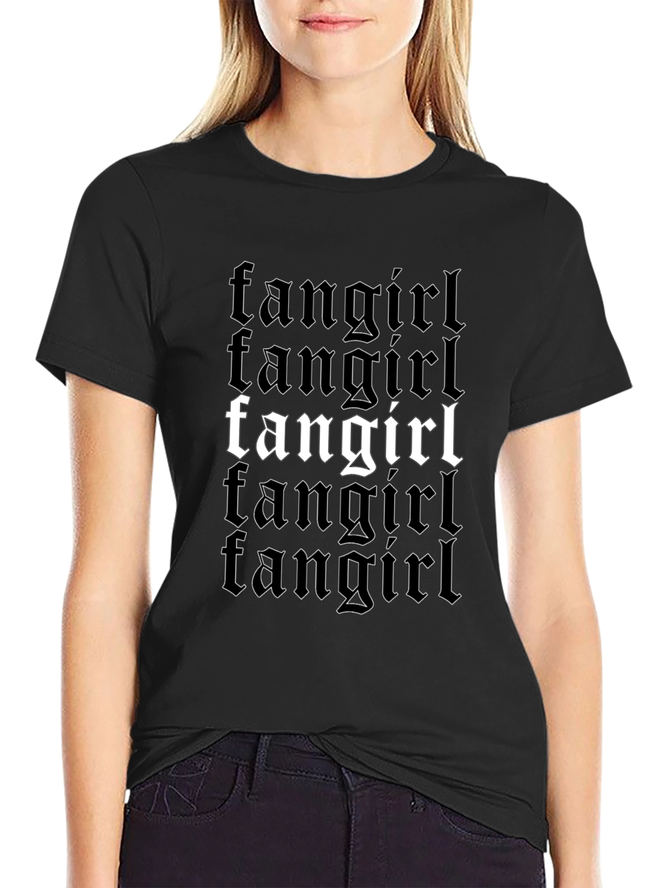 Fangirl Graphic Print Black T-Shirt