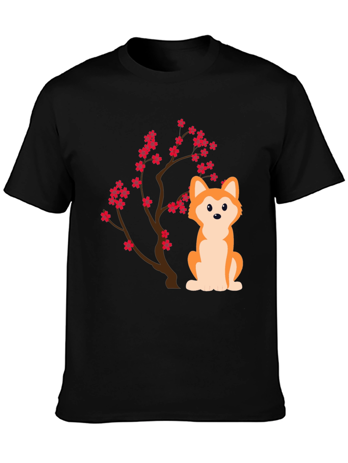Dog & Cherry Blossom T-Shirt - Soft Cotton Blend