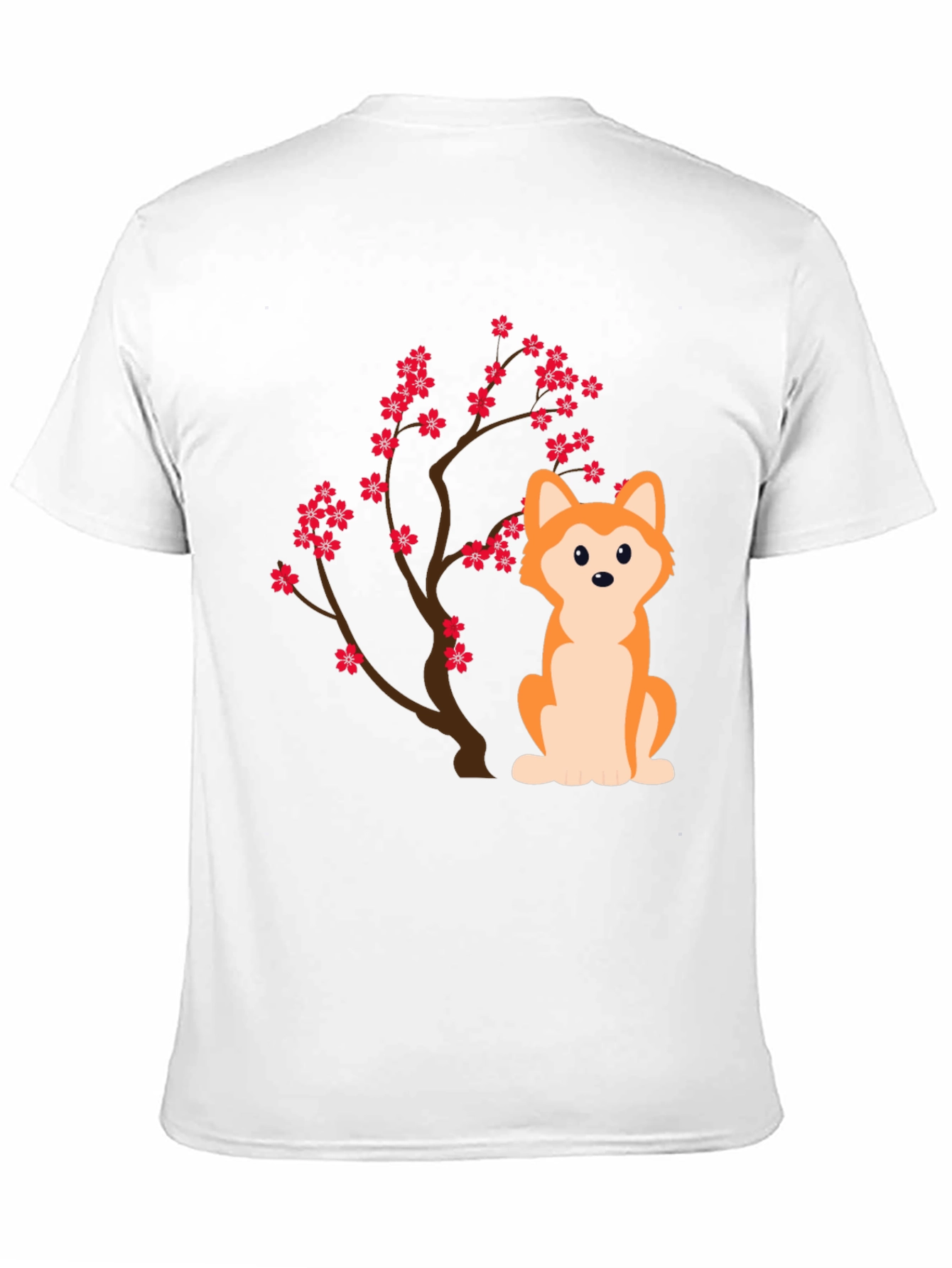 Dog & Cherry Blossom T-Shirt - Soft Cotton Blend