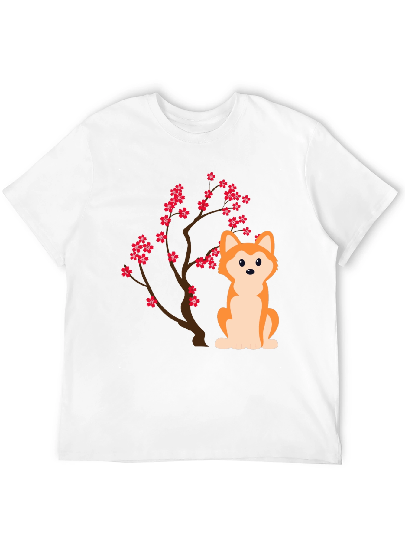Dog & Cherry Blossom T-Shirt - Soft Cotton Blend
