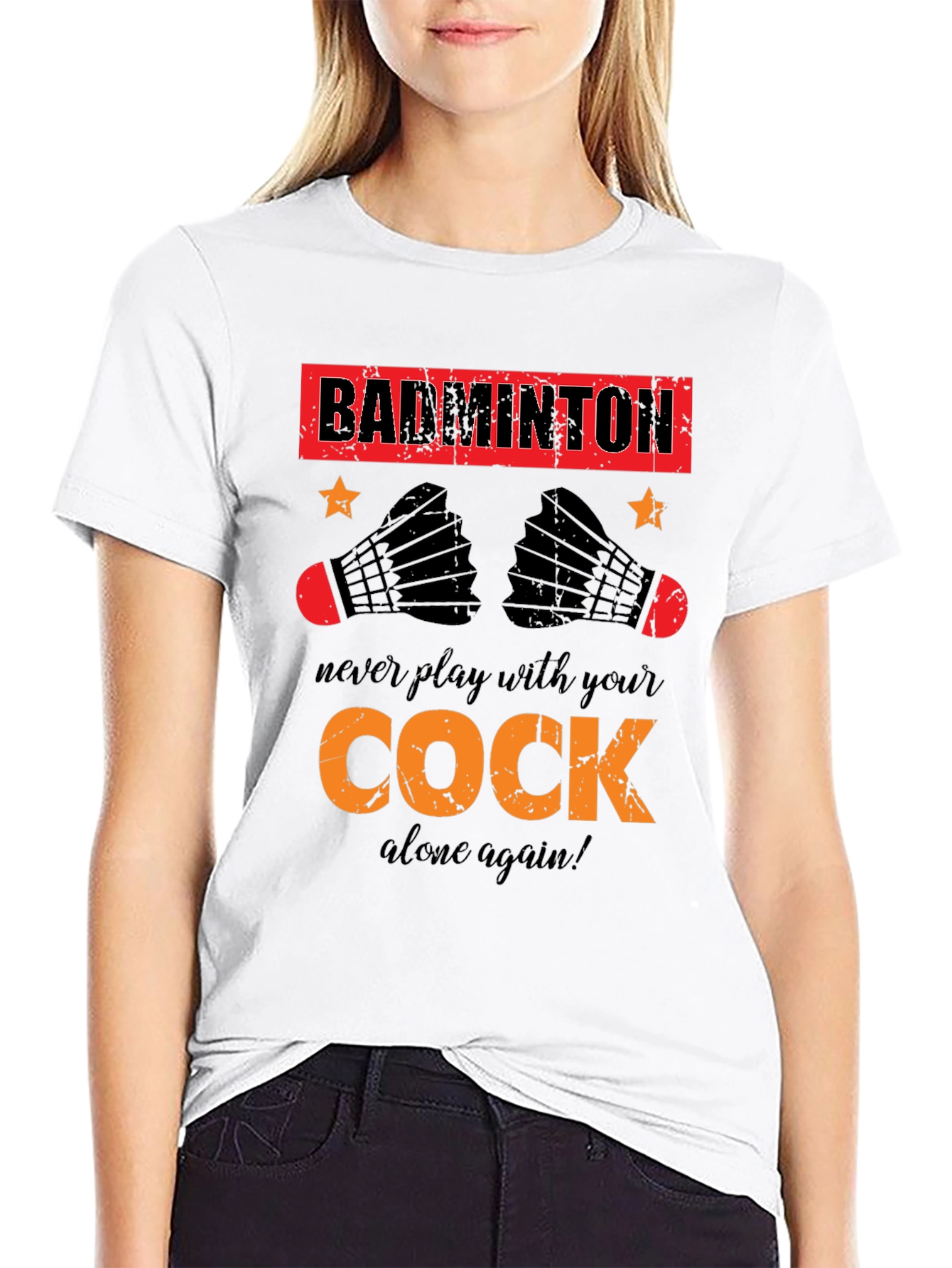 Funny Badminton T-Shirt - Cock Design