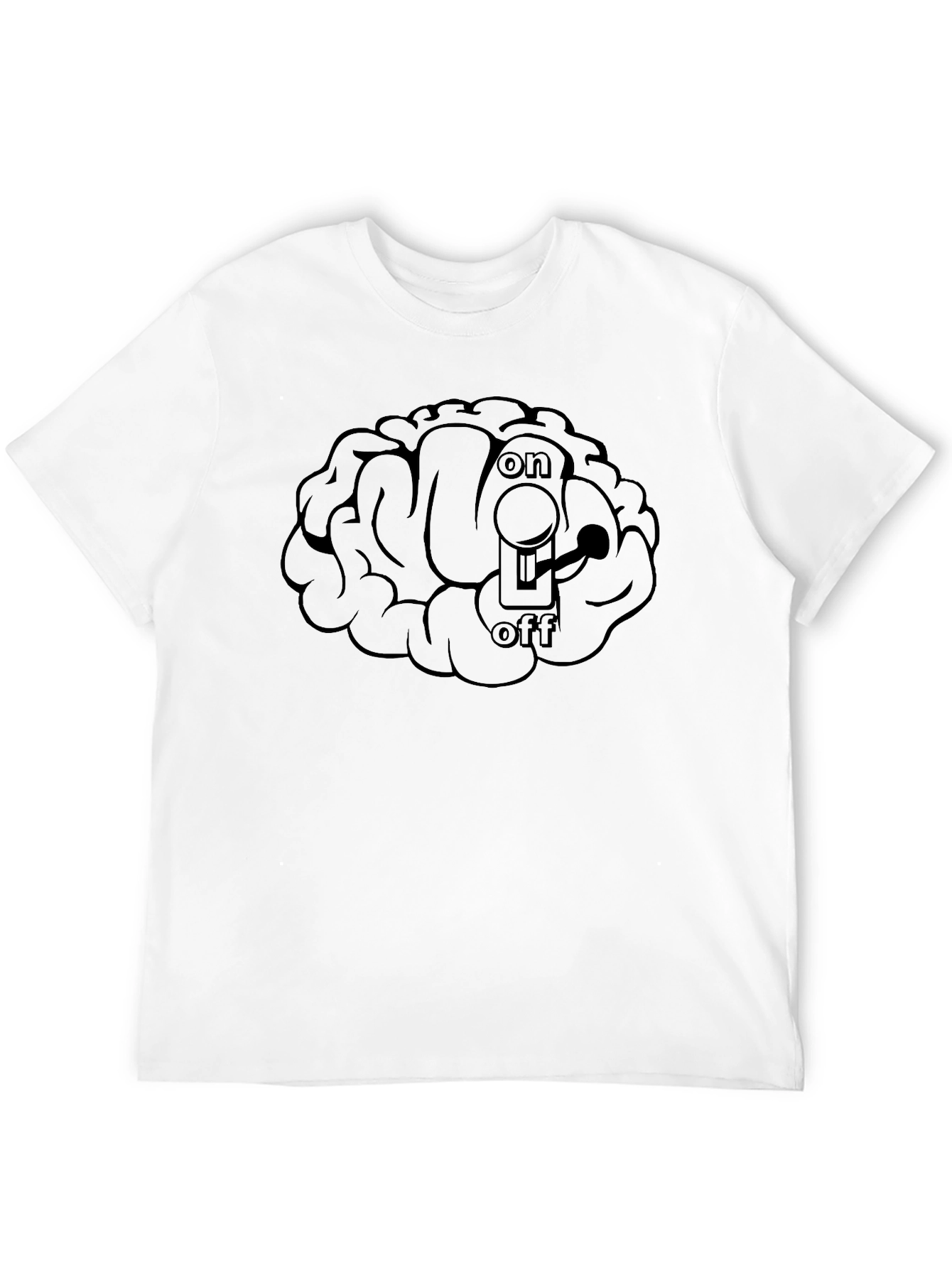 Brain On/Off Switch Graphic Black T-Shirt
