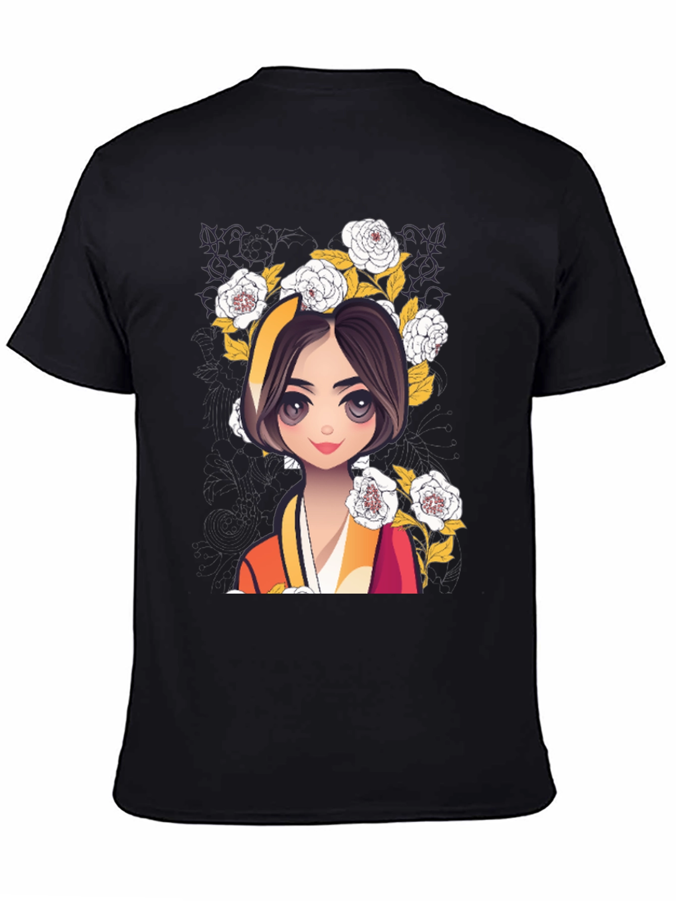 Anime Girl Floral T-Shirt