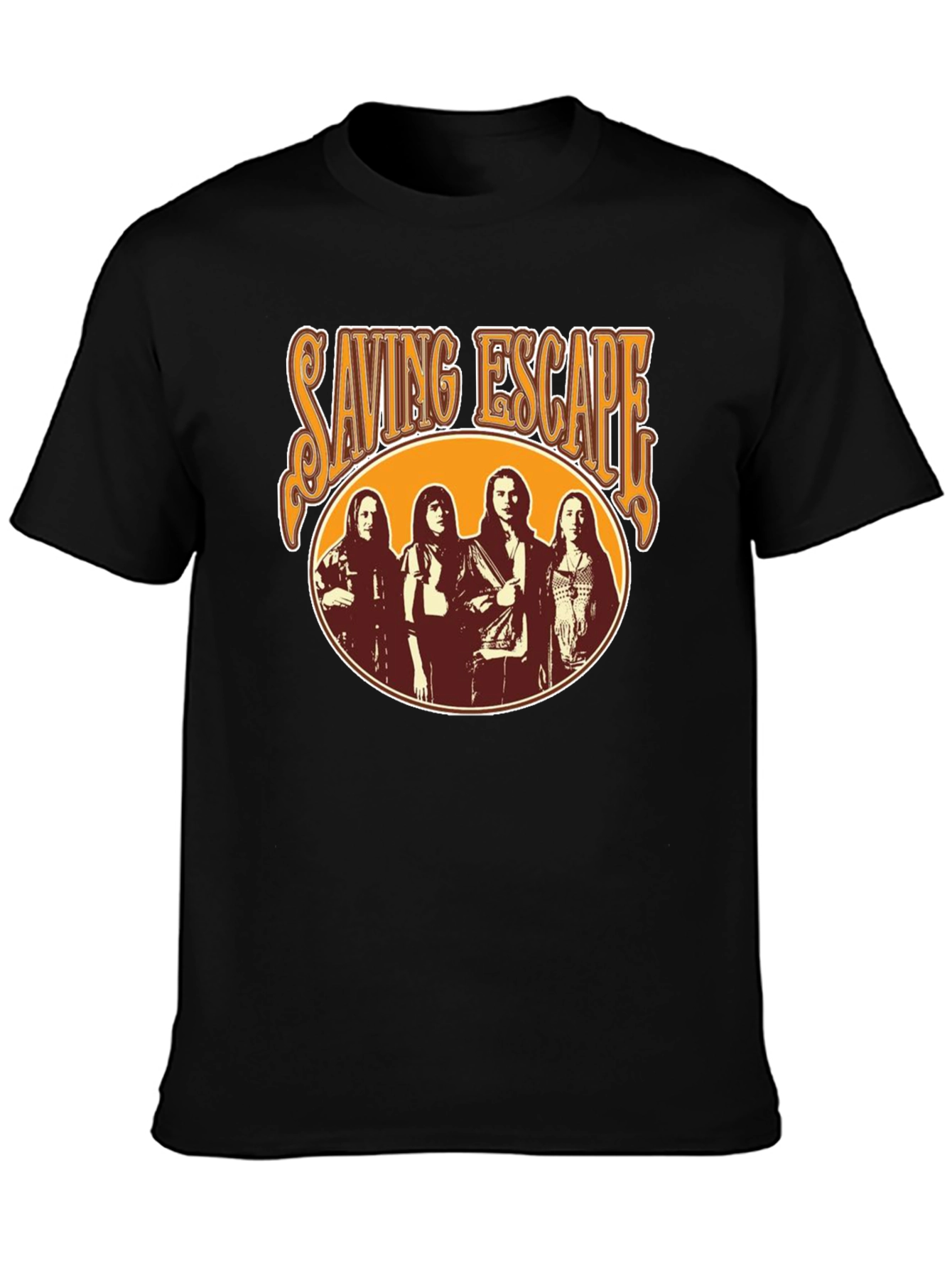 Saving Escape Band Black T-Shirt - Retro Rock Style
