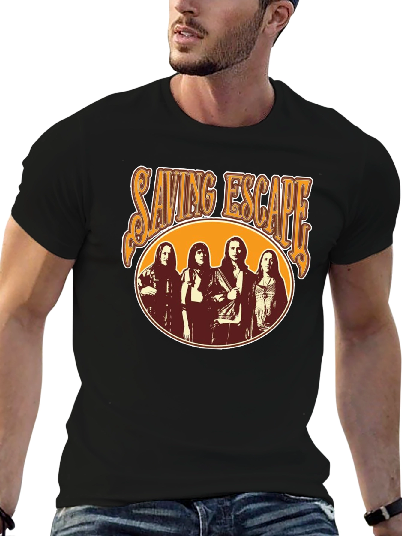 Saving Escape Band Black T-Shirt - Retro Rock Style
