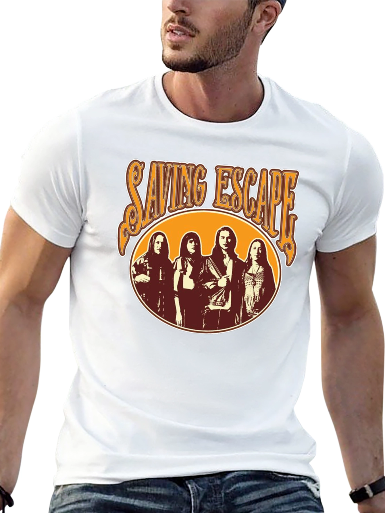 Saving Escape Band Black T-Shirt - Retro Rock Style
